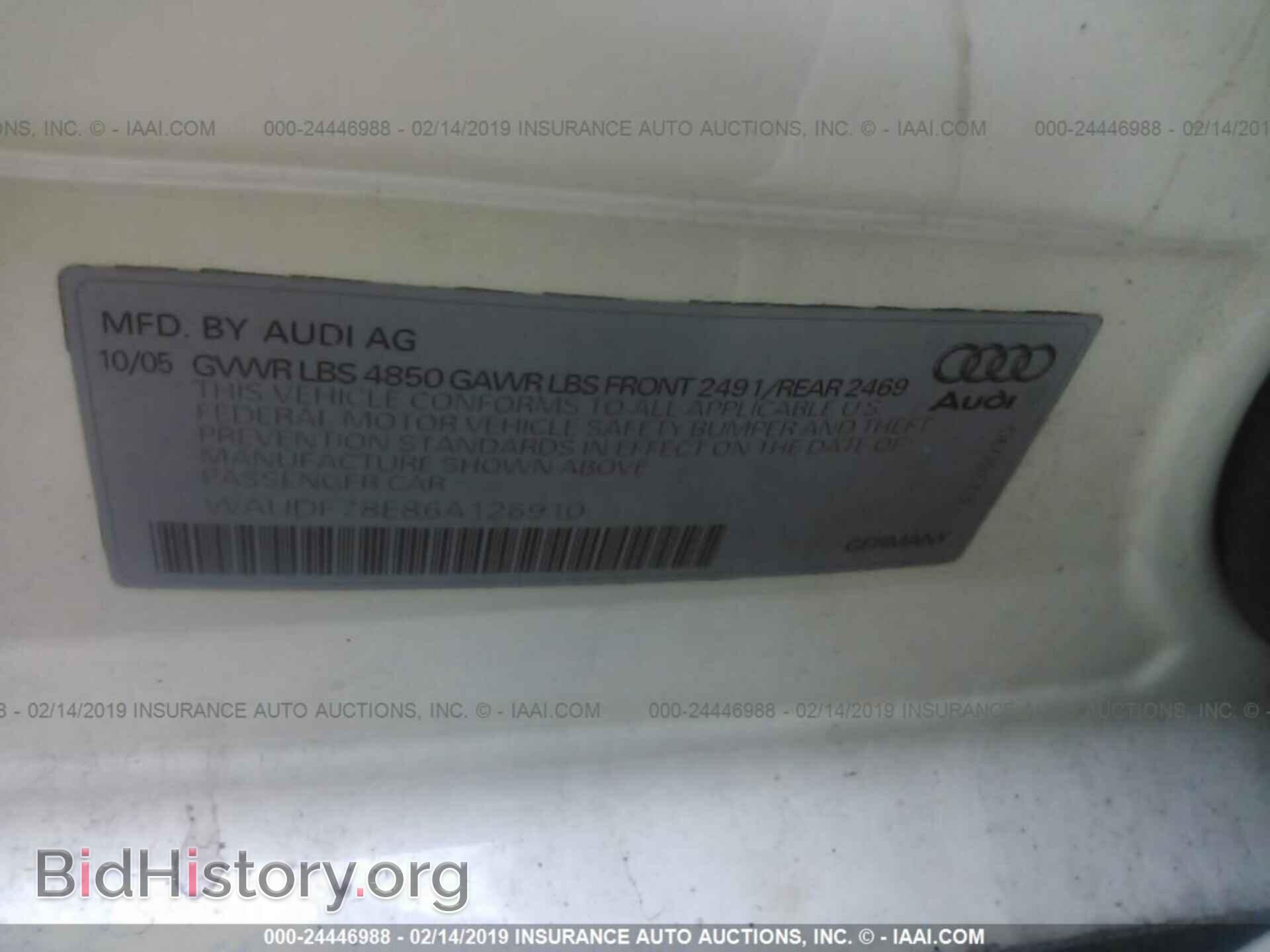2006 AUDI A4 - VIN: WAUDF78E86A126910 - Фото 9