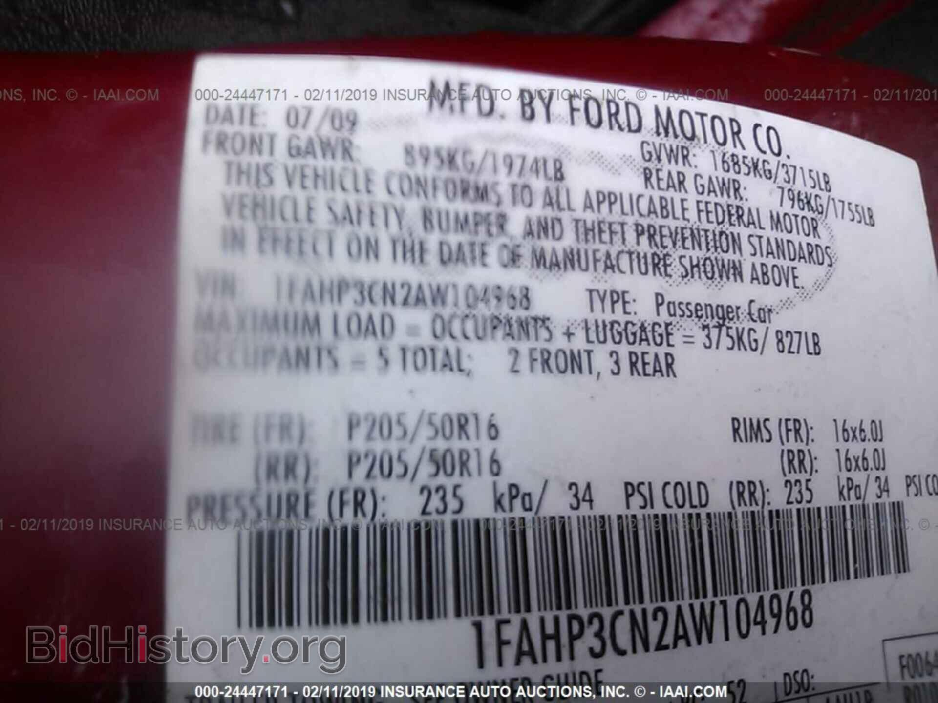 2010 FORD FOCUS - VIN: 1FAHP3CN2AW104968 - Фото 9