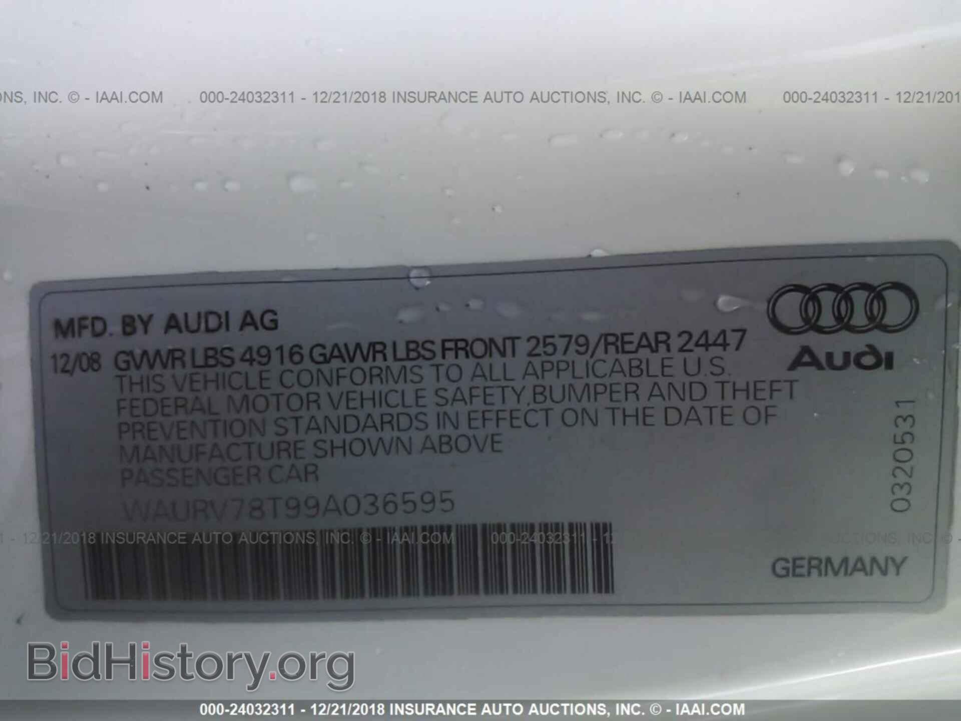 2009 AUDI S5 - VIN: WAURV78T99A036595 - Photo 9