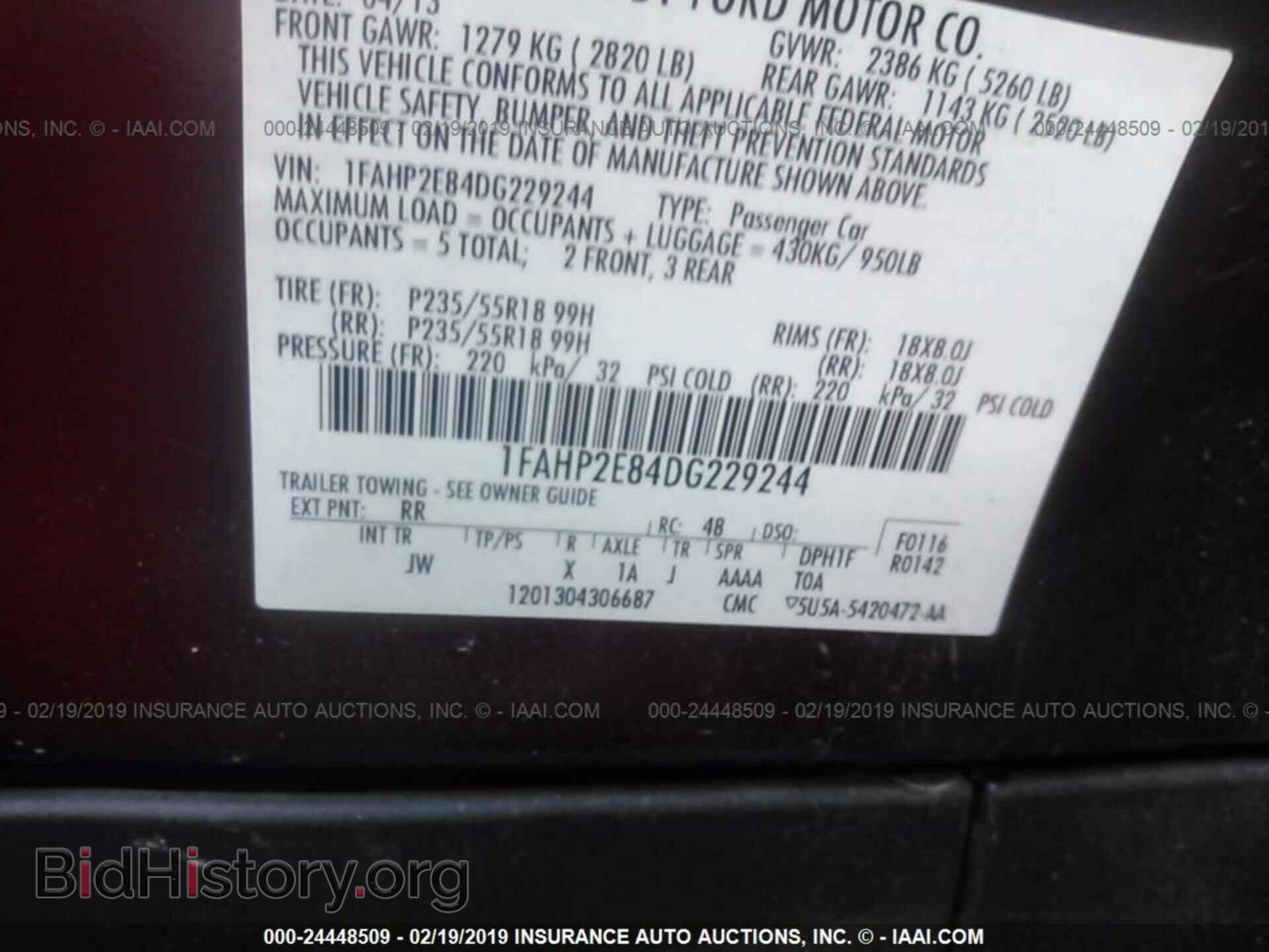 2013 FORD TAURUS - VIN: 1FAHP2E84DG229244 - Photo 9