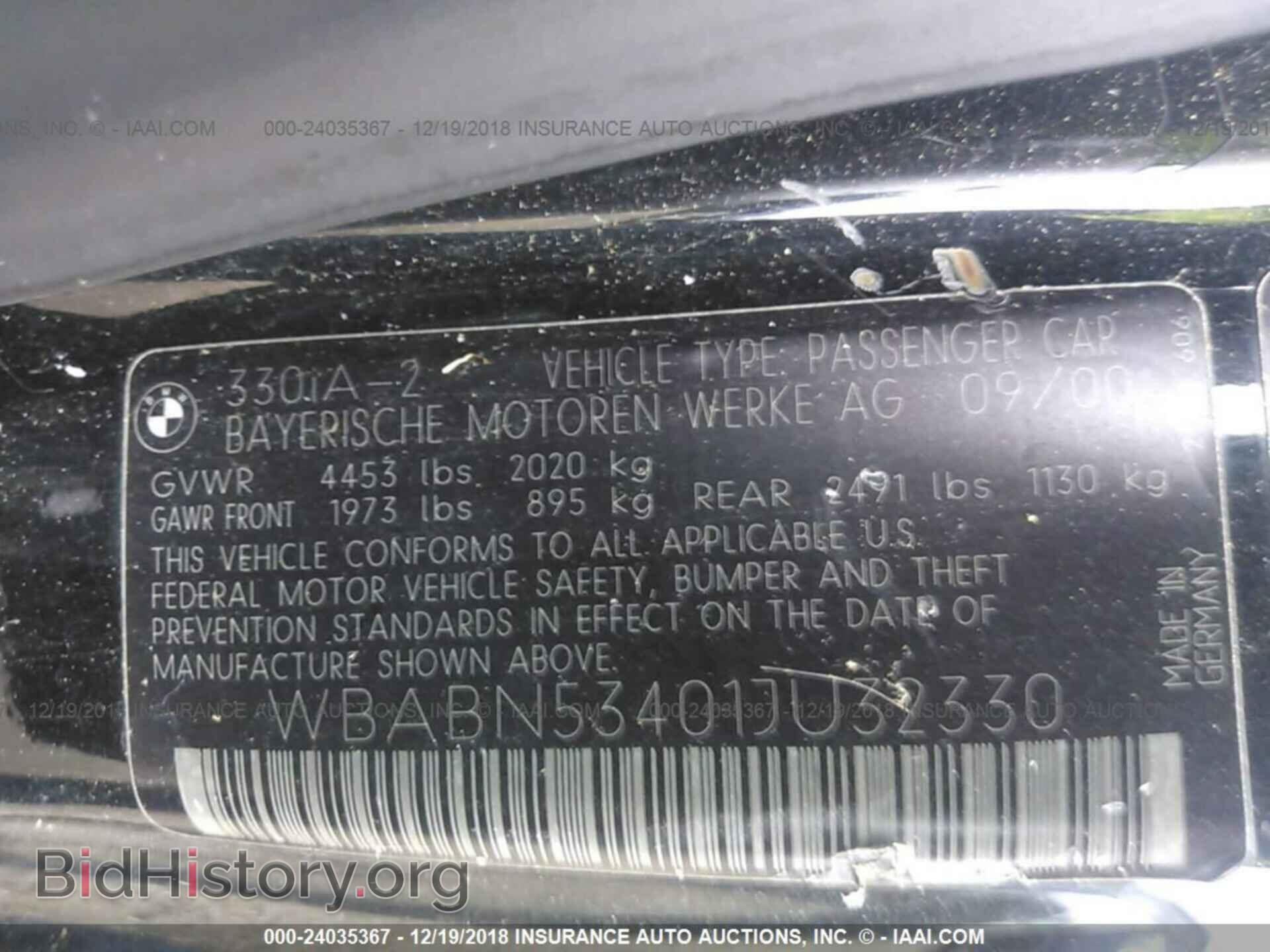 2001 BMW 330 - VIN: WBABN53401JU32330 - Фото 9