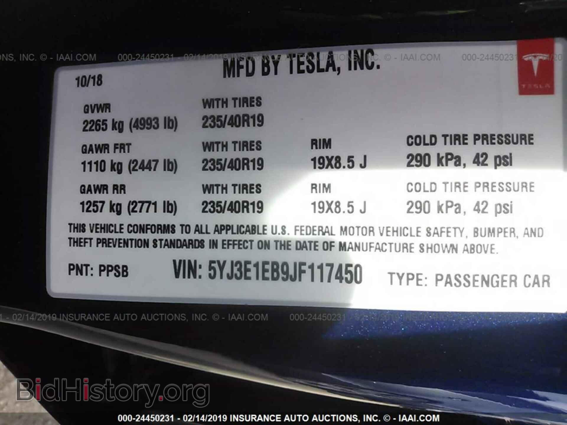 2018 TESLA MODEL 3 - VIN: 5YJ3E1EB9JF117450 - Фото 9