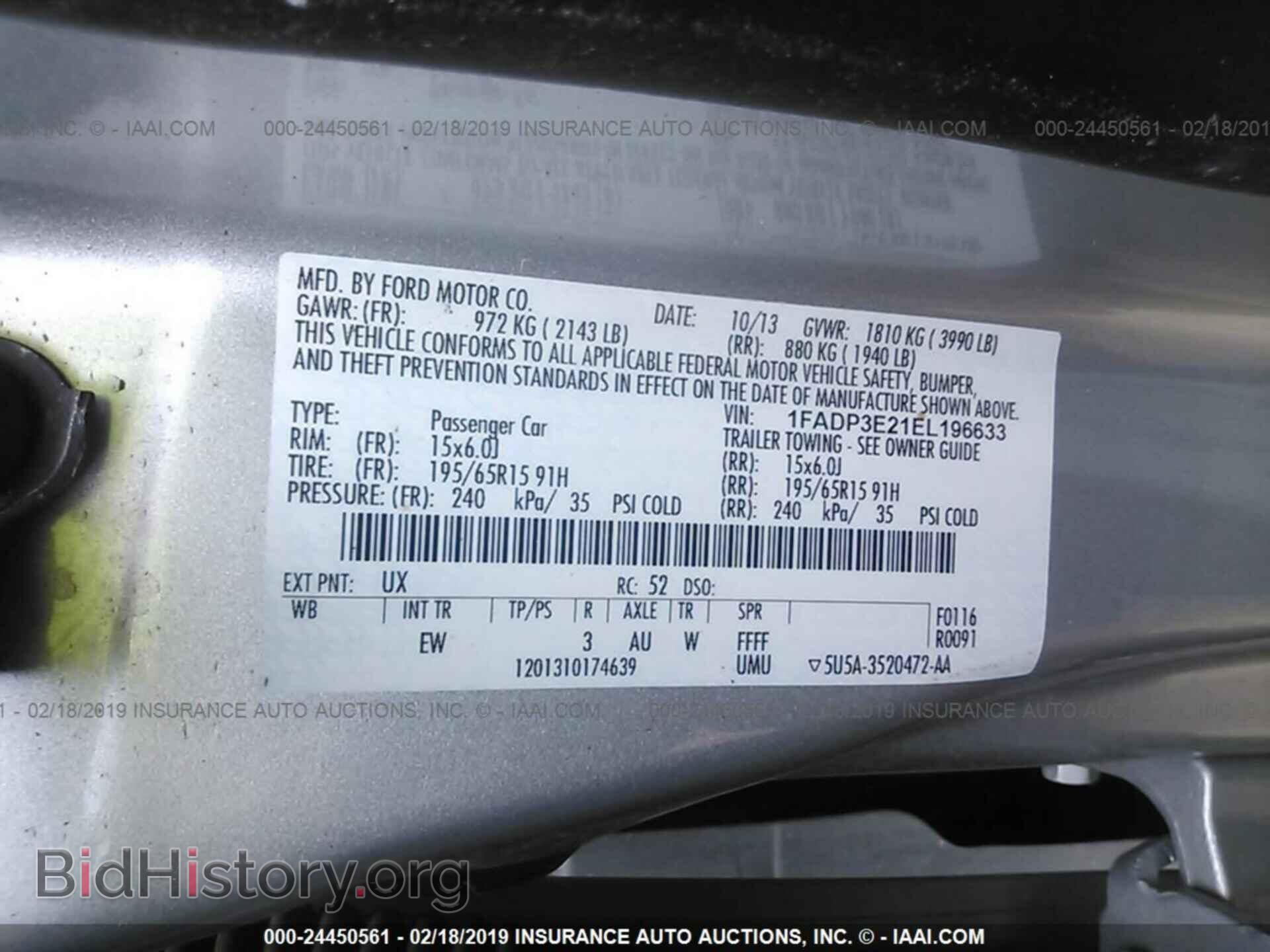 2014 FORD FOCUS - VIN: 1FADP3E21EL196633 - Фото 9