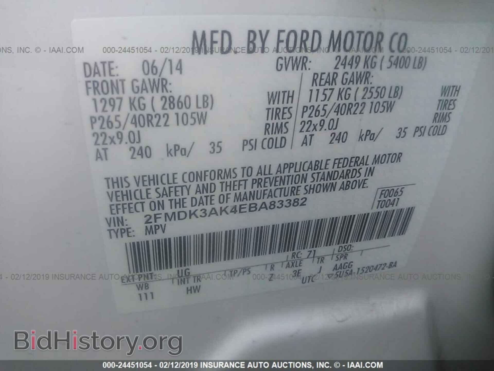 2014 FORD EDGE - VIN: 2FMDK3AK4EBA83382 - Фото 9