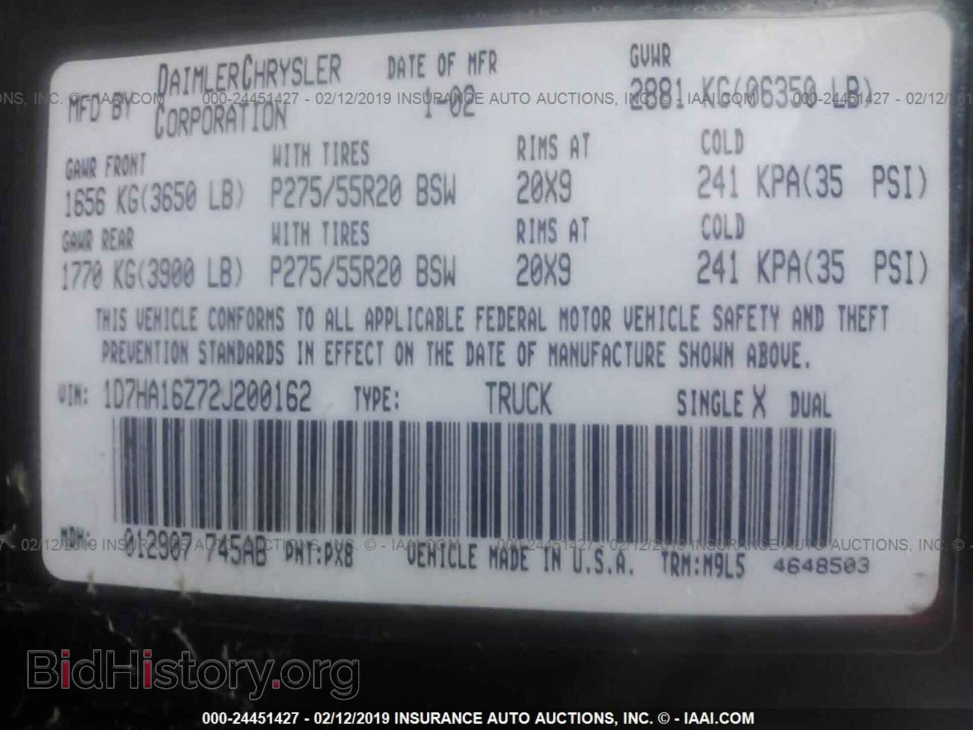 2002 DODGE RAM 1500 - VIN: 1D7HA16Z72J200162 - Photo 9