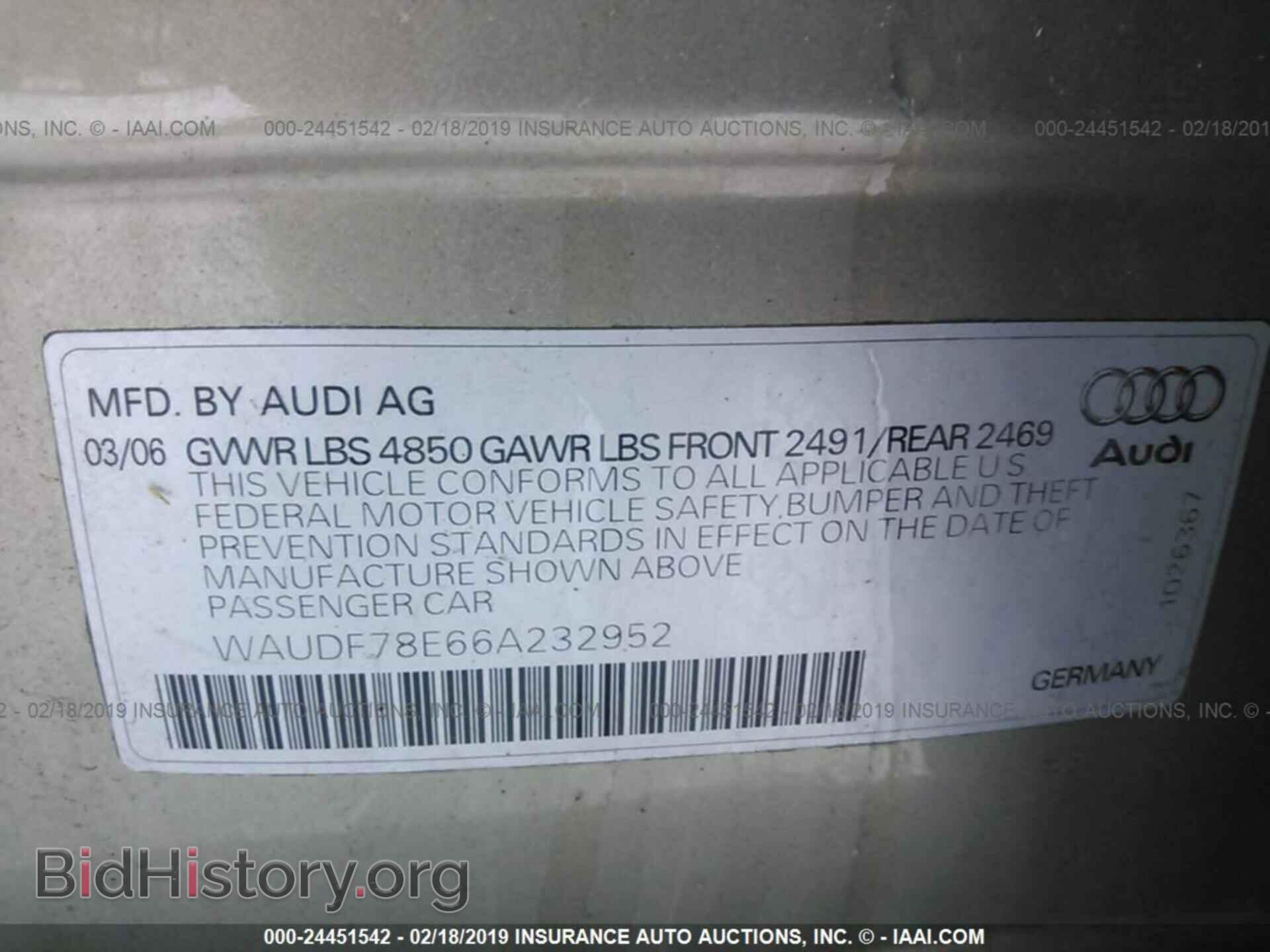 2006 AUDI A4 - VIN: WAUDF78E66A232952 - Photo 9