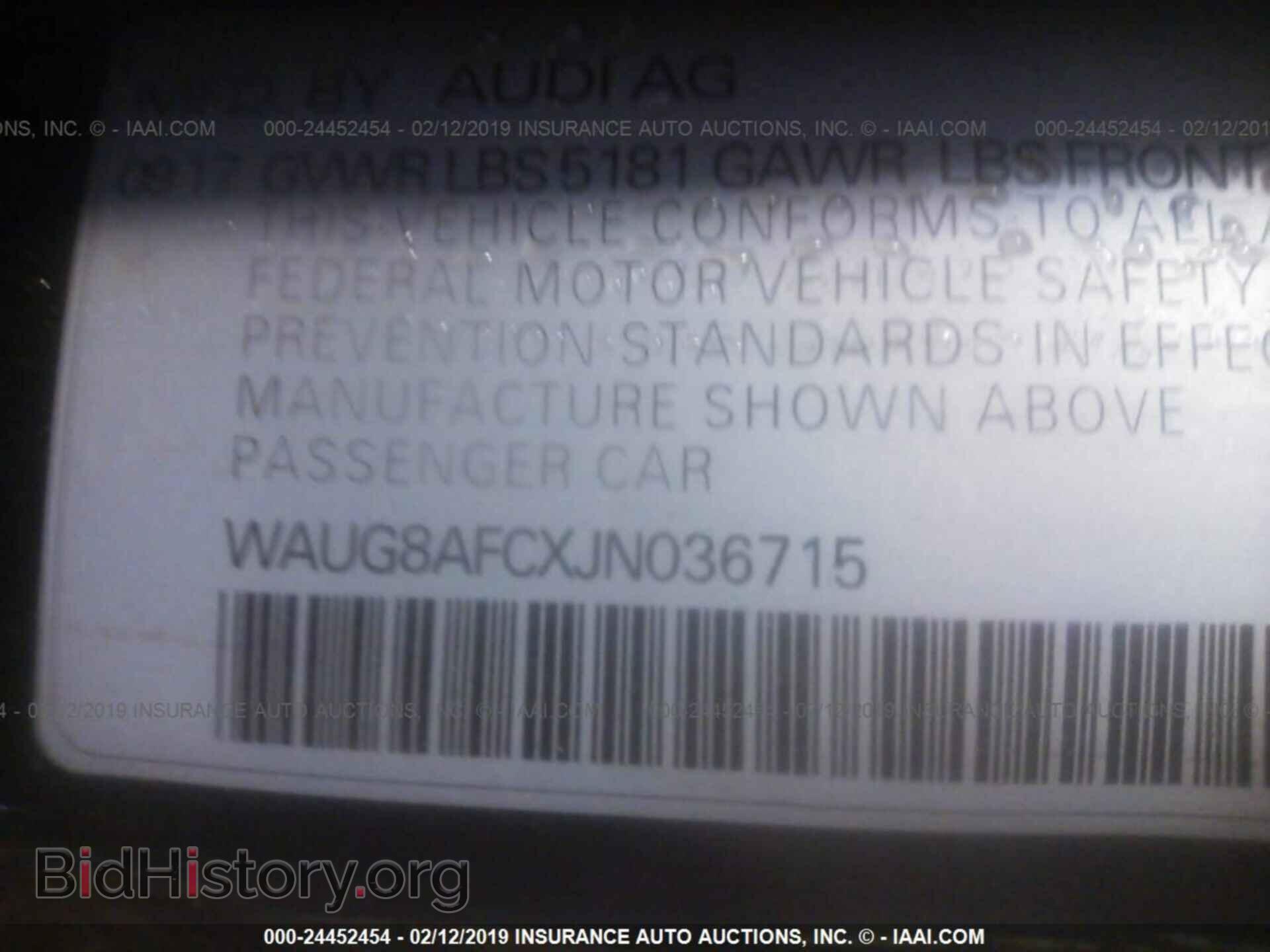 2018 AUDI A6 - VIN: WAUG8AFCXJN036715 - Фото 9