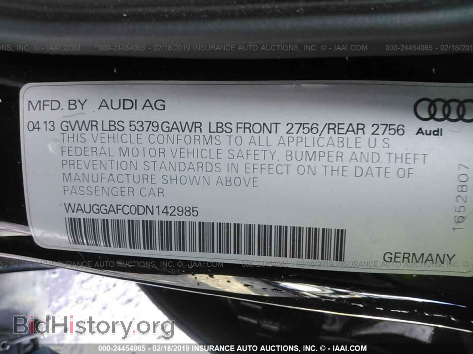 2013 AUDI A6 - VIN: WAUGGAFC0DN142985 - Фото 9
