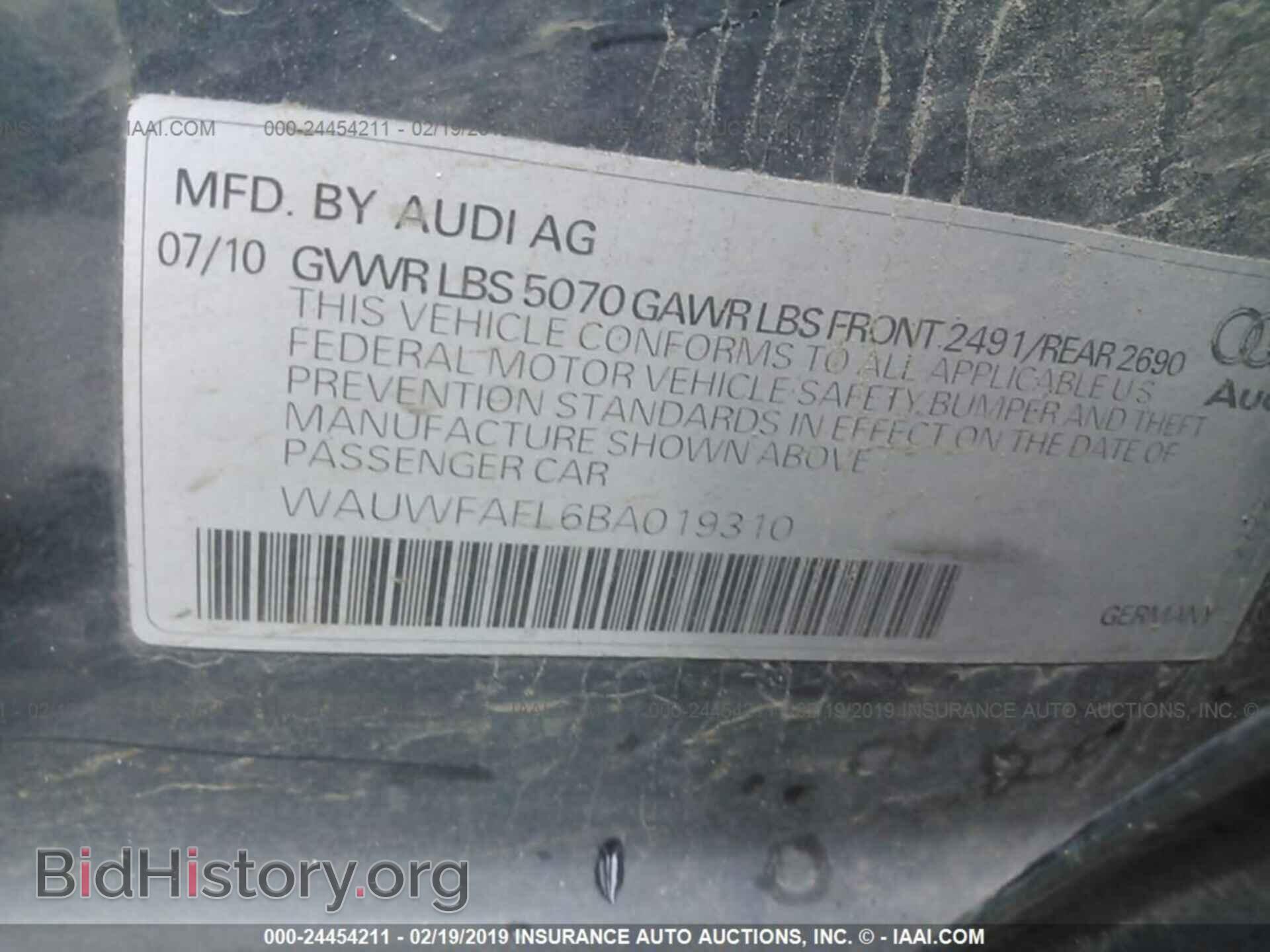 2011 AUDI A4 - VIN: WAUWFAFL6BA019310 - Фото 9