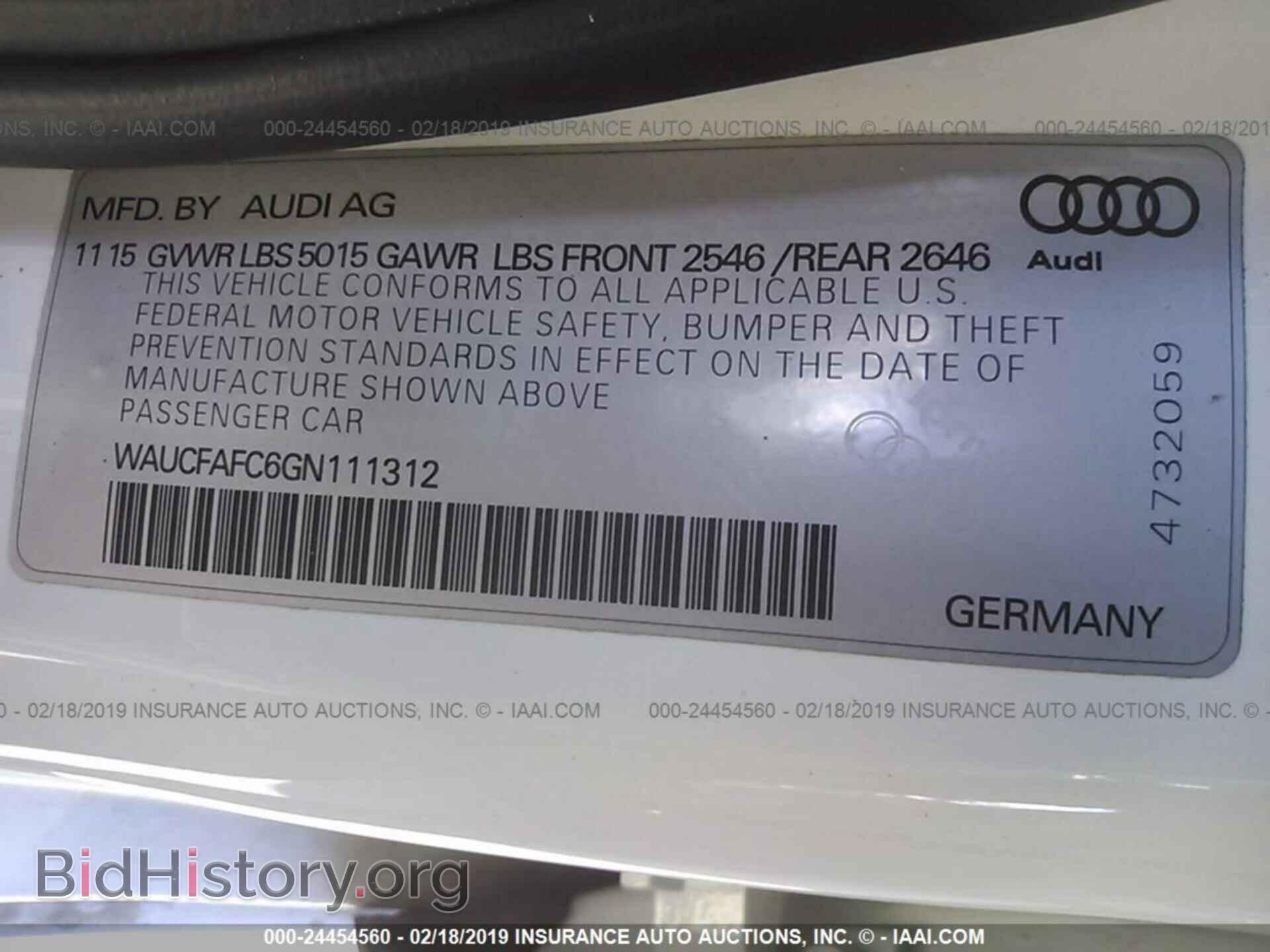 2016 AUDI A6 - VIN: WAUCFAFC6GN111312 - Фото 9