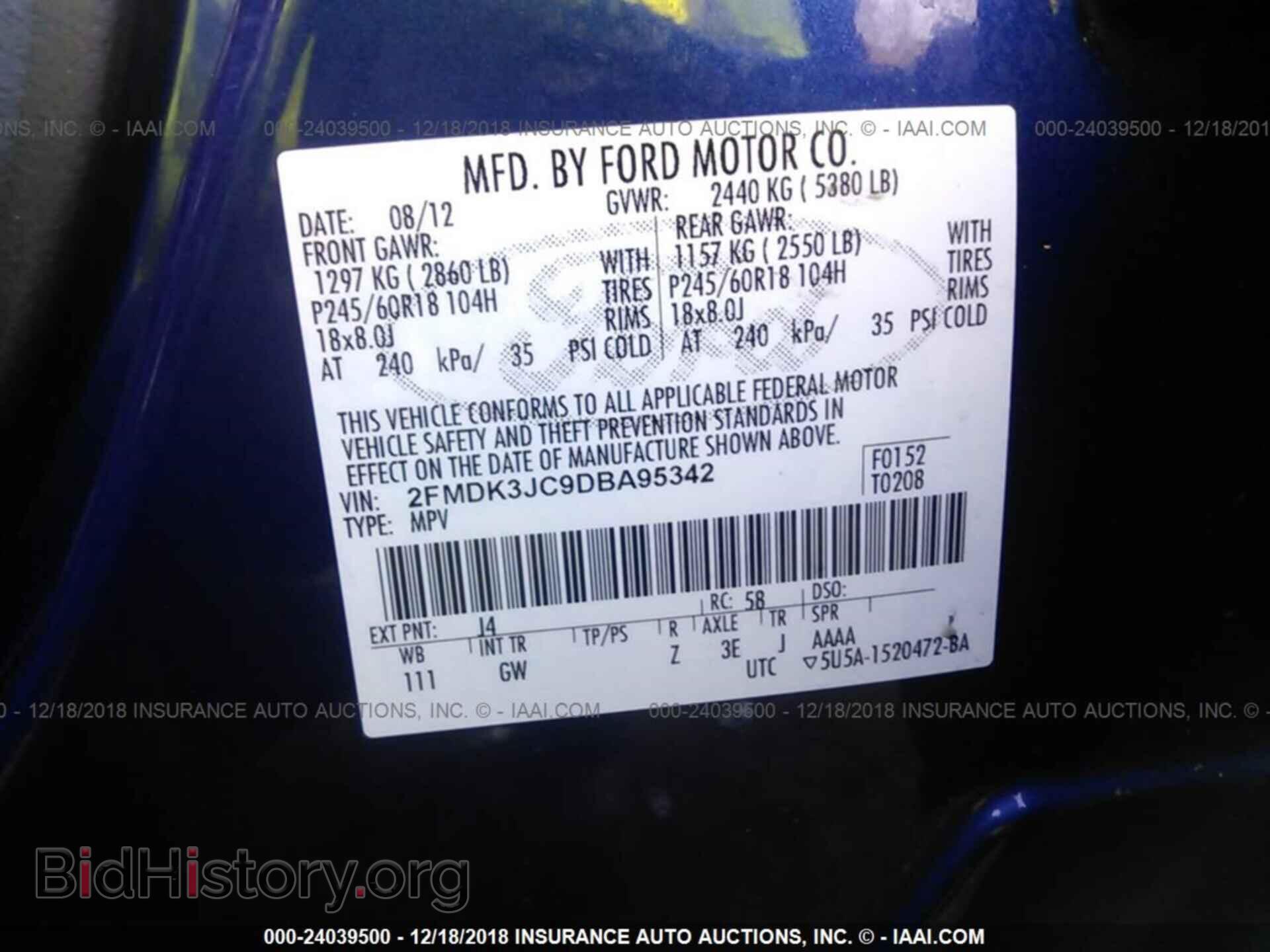 2013 FORD EDGE - VIN: 2FMDK3JC9DBA95342 - Photo 9