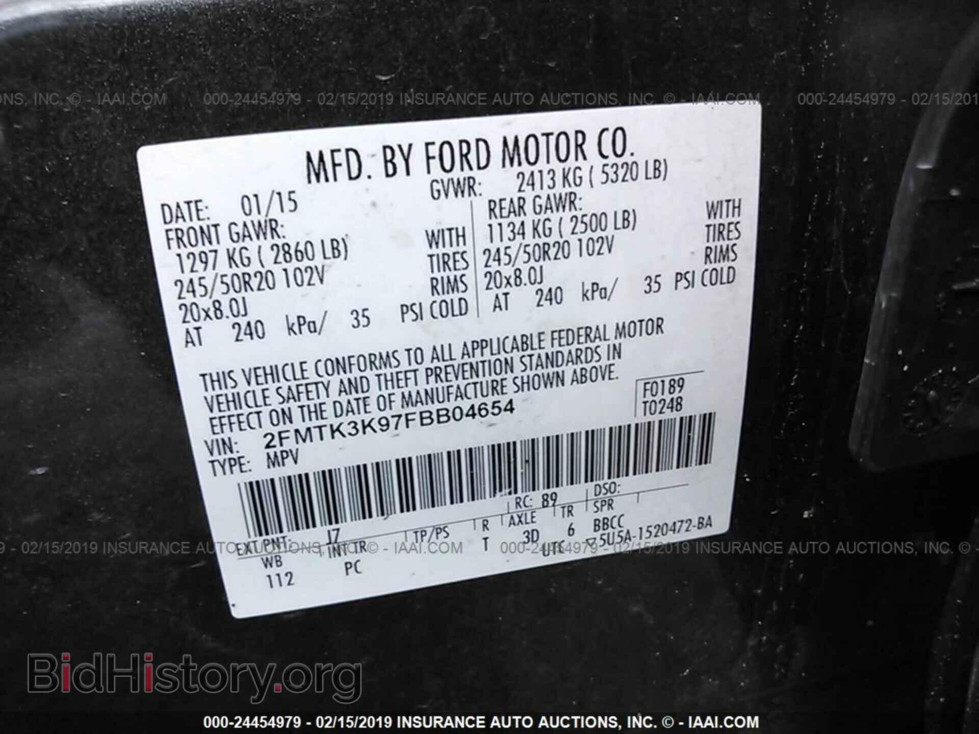 2015 FORD EDGE - VIN: 2FMTK3K97FBB04654 - Photo 9