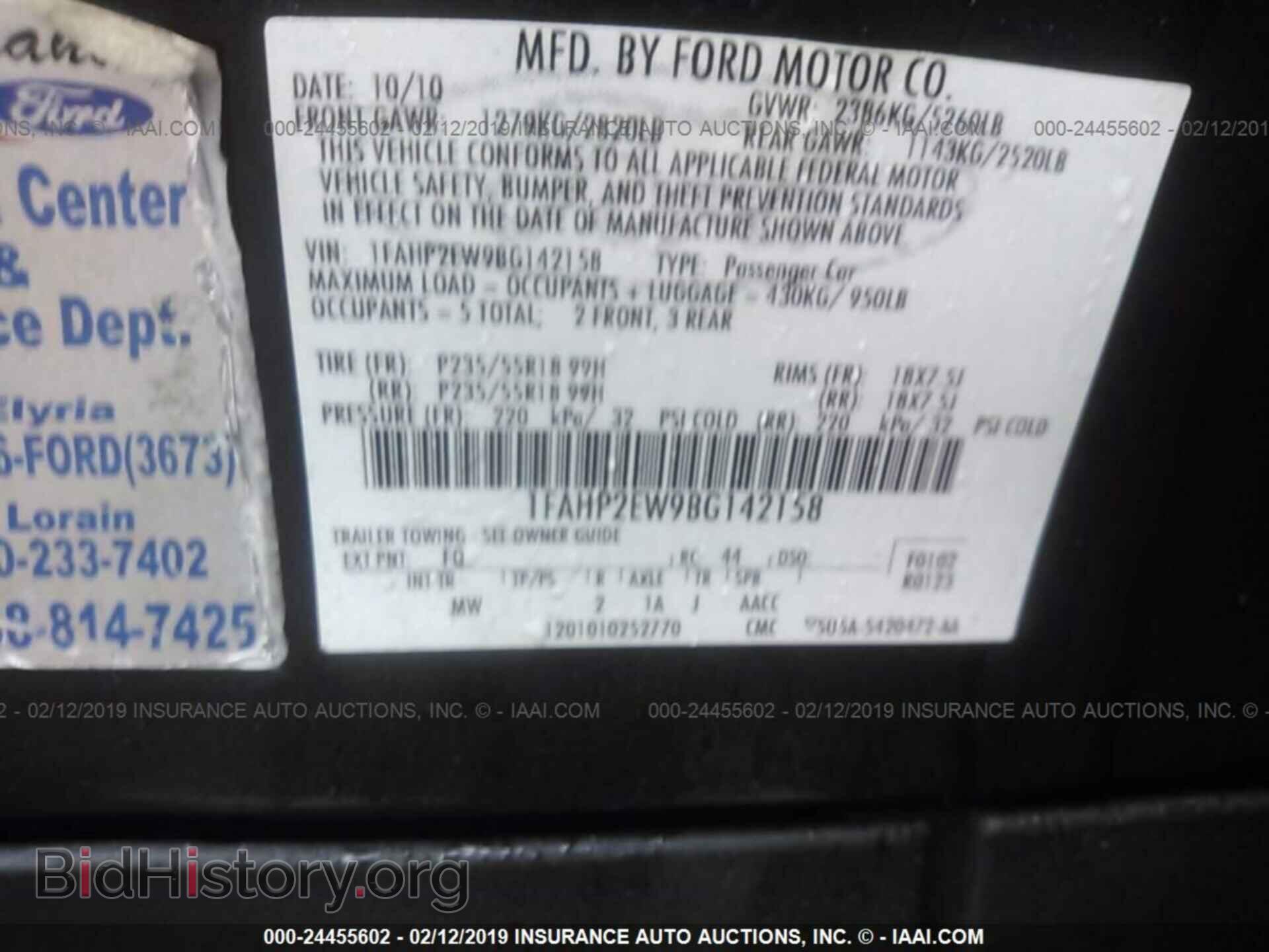 2011 FORD TAURUS - VIN: 1FAHP2EW9BG142158 - Photo 9