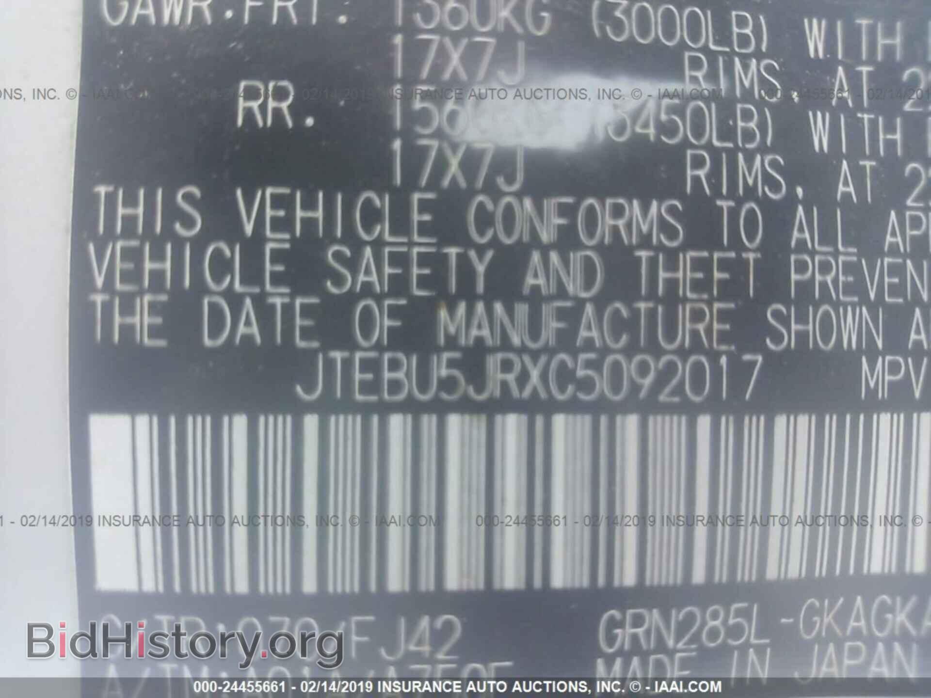 2012 TOYOTA 4RUNNER - VIN: JTEBU5JRXC5092017 - Фото 9