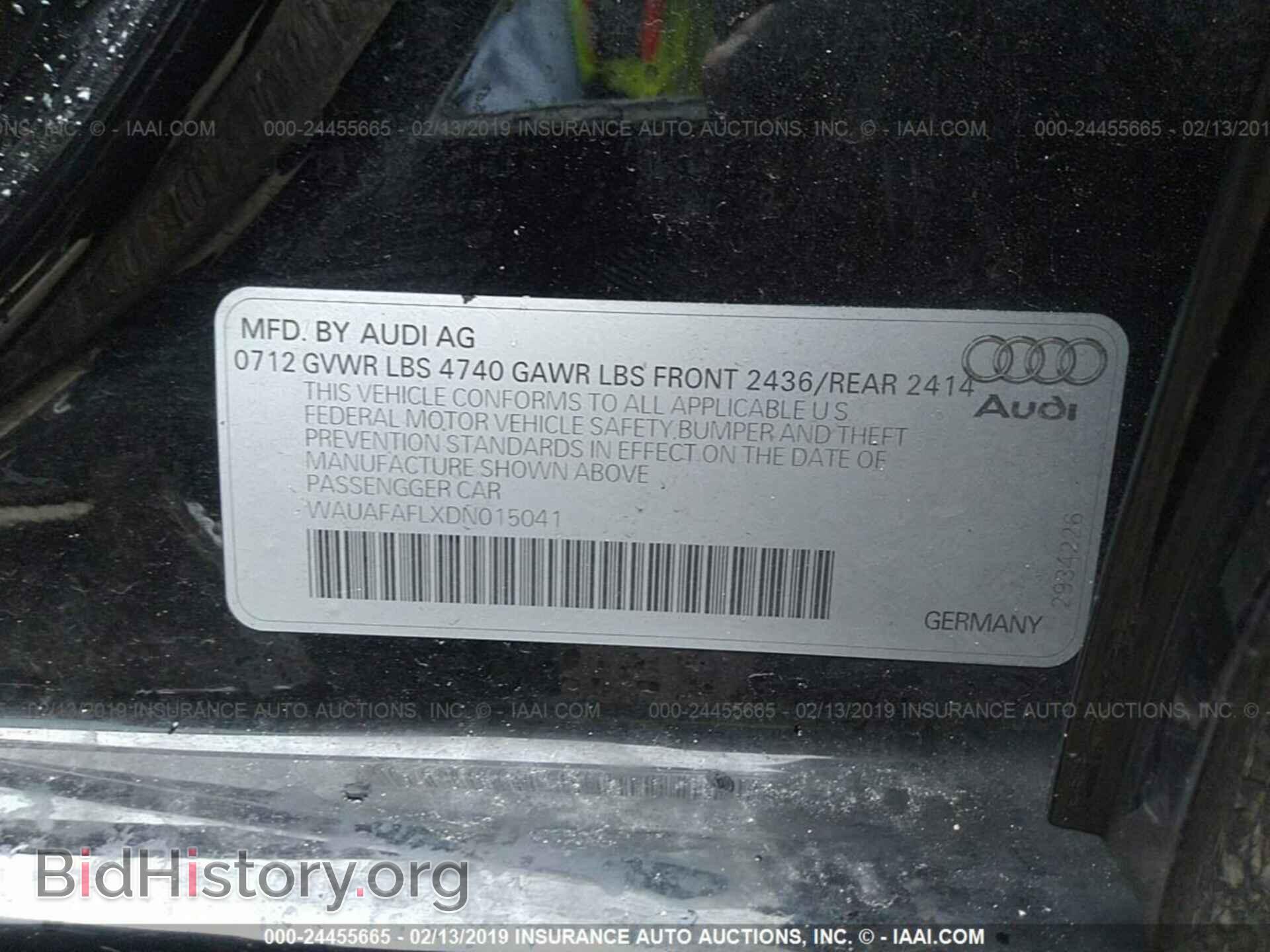 2013 AUDI A4 - VIN: WAUAFAFLXDN015041 - Фото 9