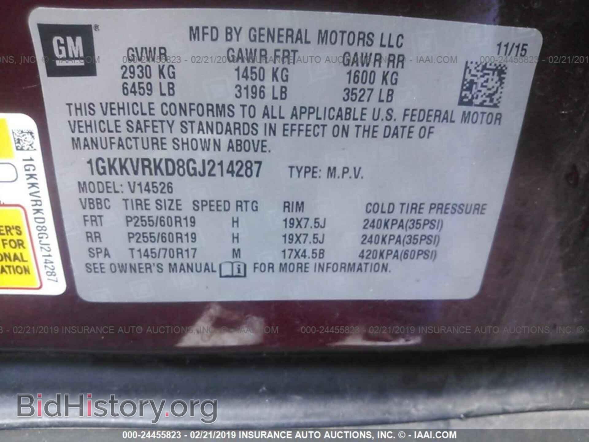 2016 GMC ACADIA - VIN: 1GKKVRKD8GJ214287 - Фото 9