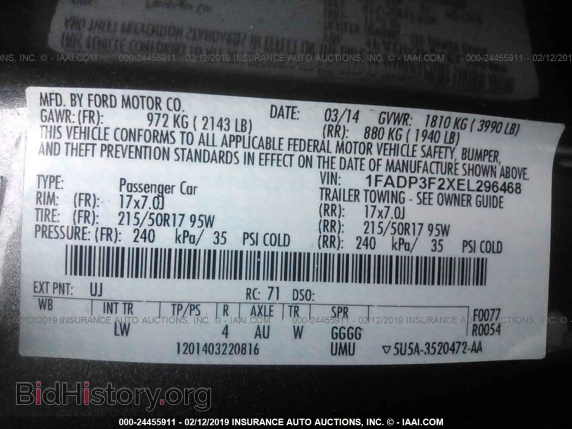 2014 FORD FOCUS - VIN: 1FADP3F2XEL296468 - Фото 9