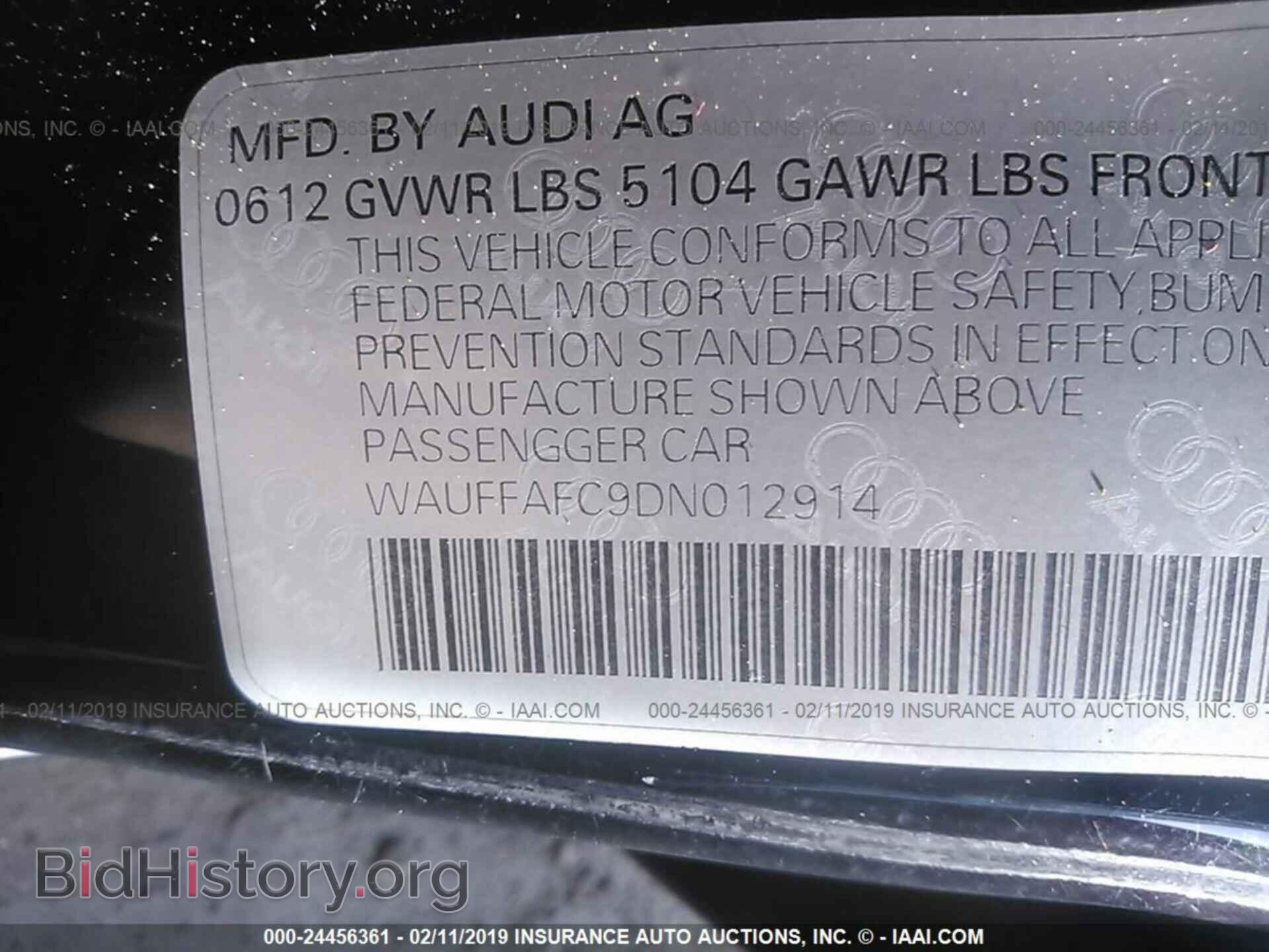2013 AUDI A6 - VIN: WAUFFAFC9DN012914 - Фото 9