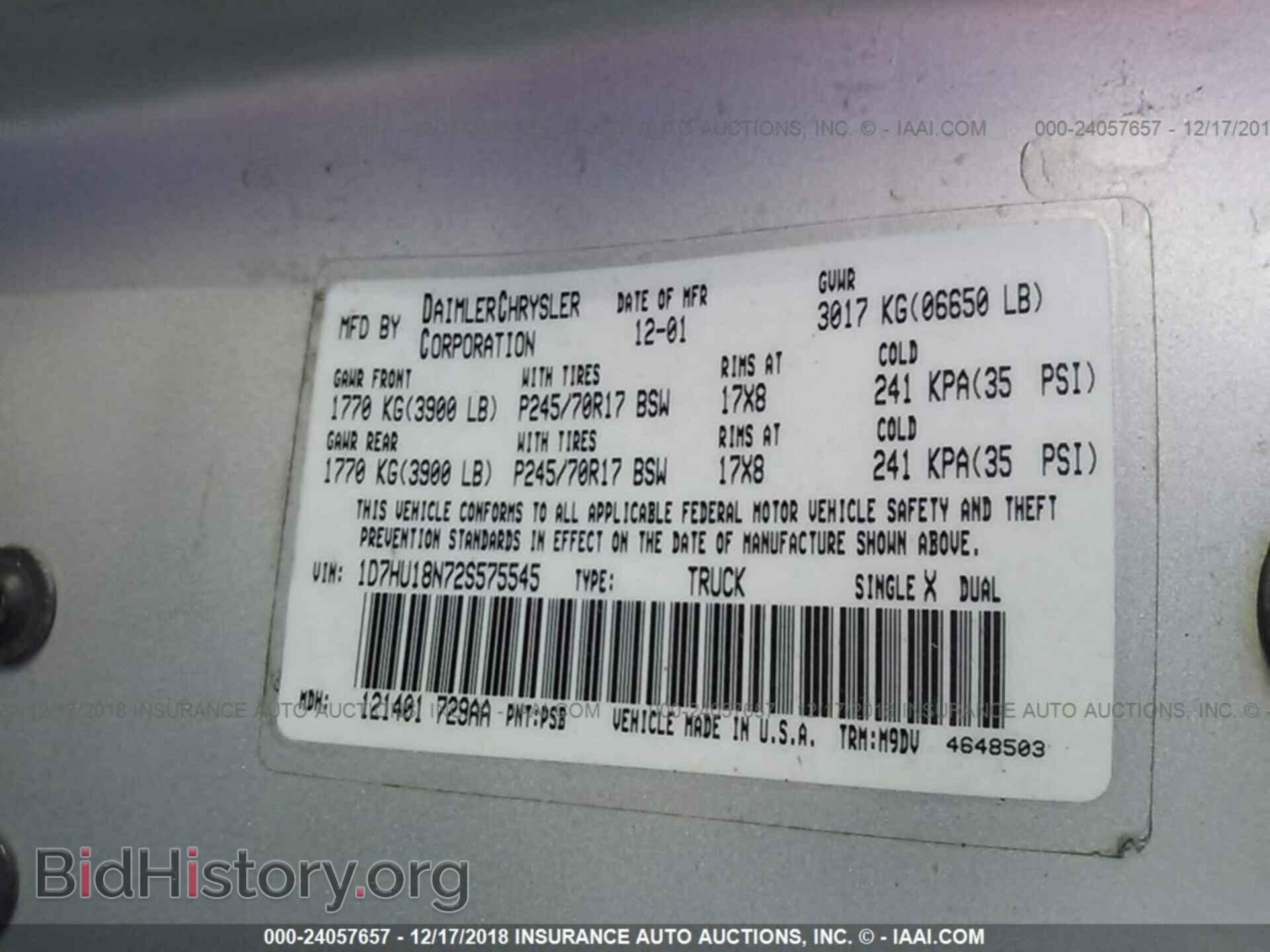 2002 DODGE RAM 1500 - VIN: 1D7HU18N72S575545 - Фото 9