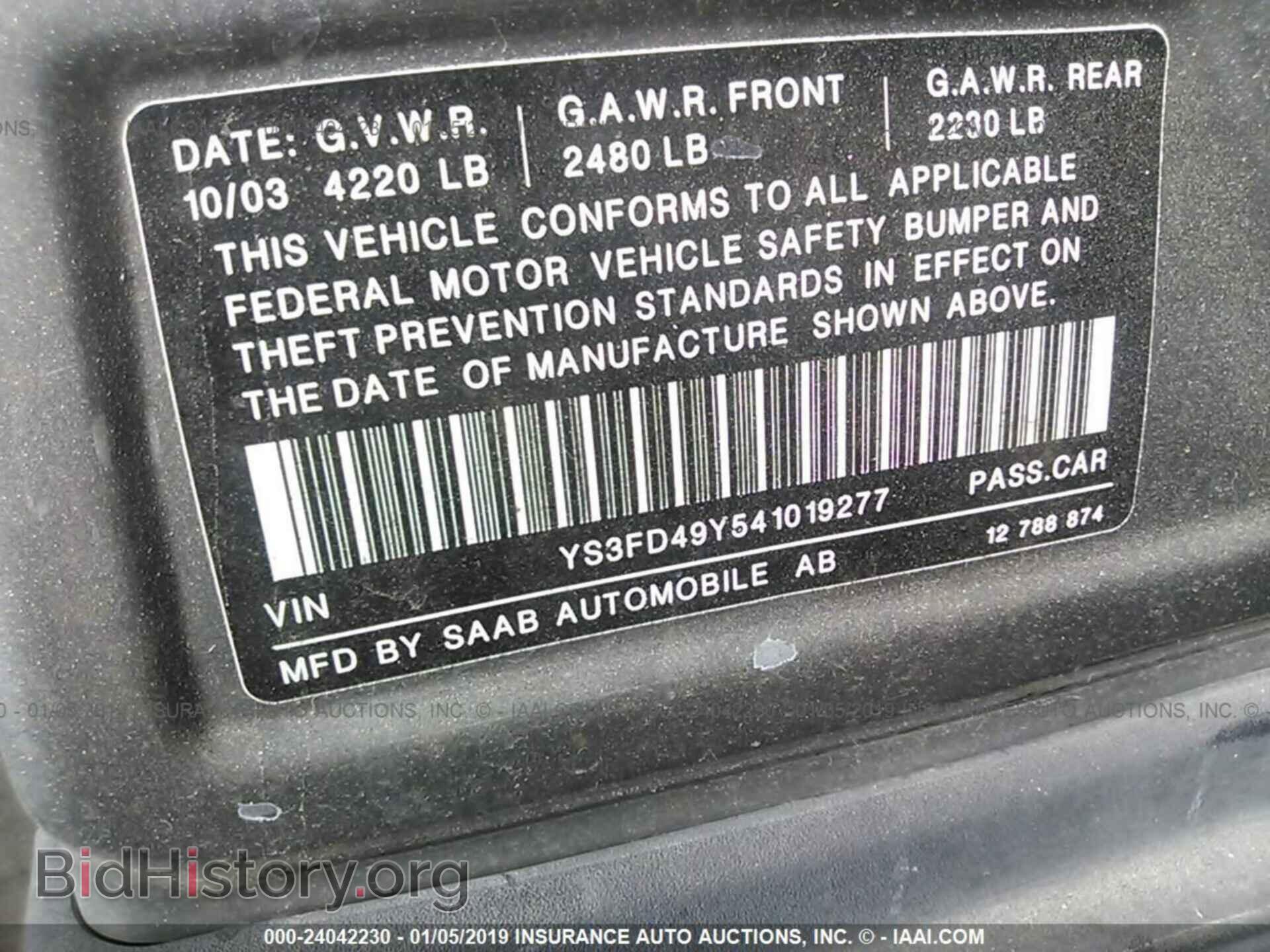 2004 SAAB 9-3 - VIN: YS3FD49Y541019277 - Фото 9