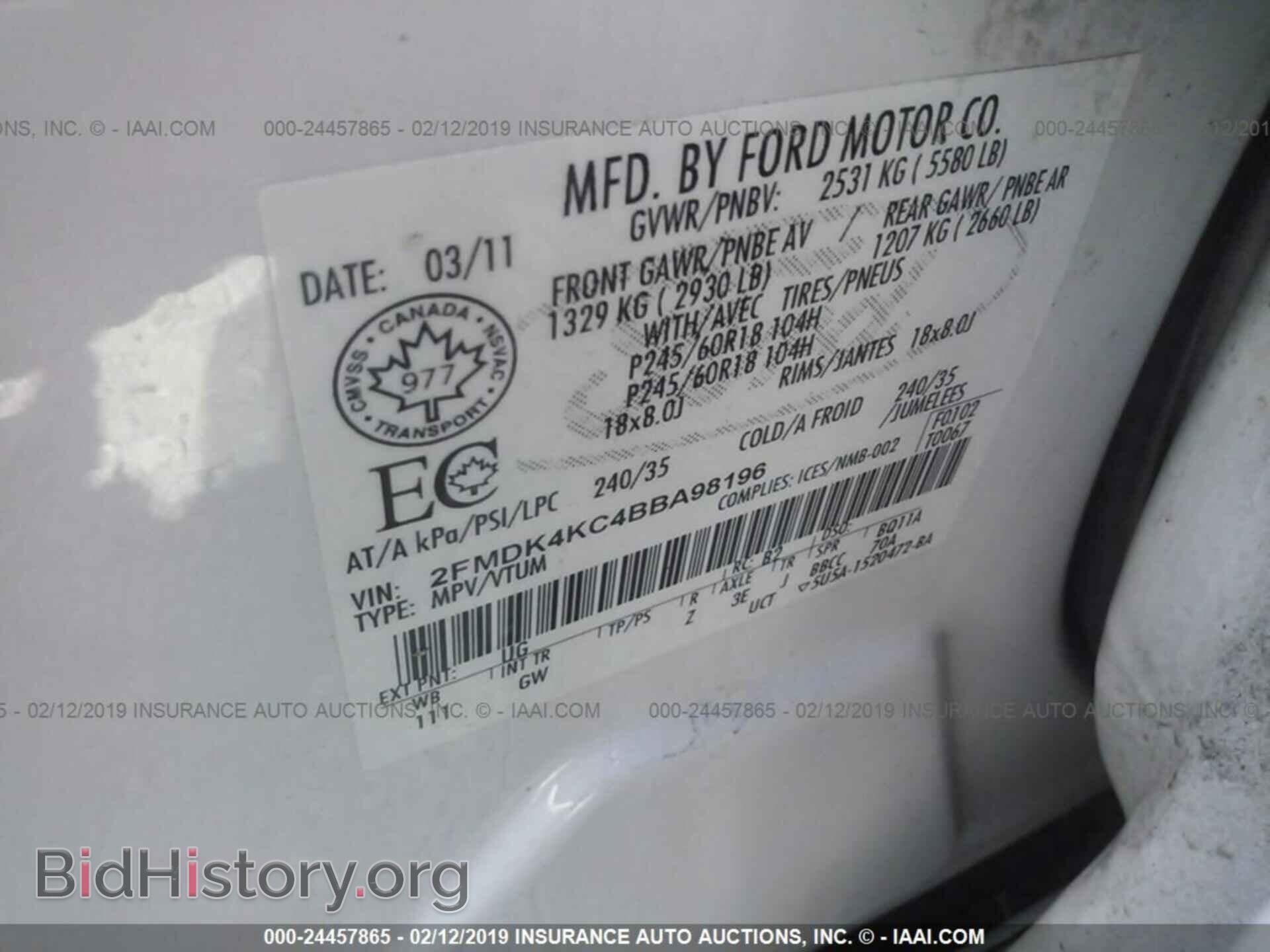2011 FORD EDGE - VIN: 2FMDK4KC4BBA98196 - Фото 9
