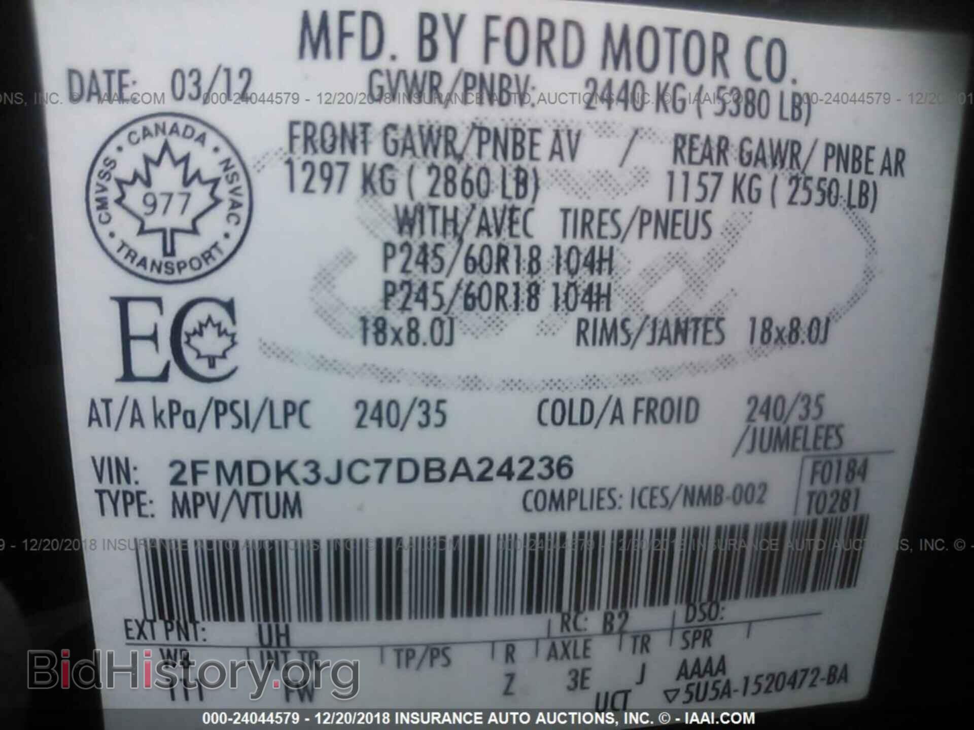 2013 FORD EDGE - VIN: 2FMDK3JC7DBA24236 - Photo 9
