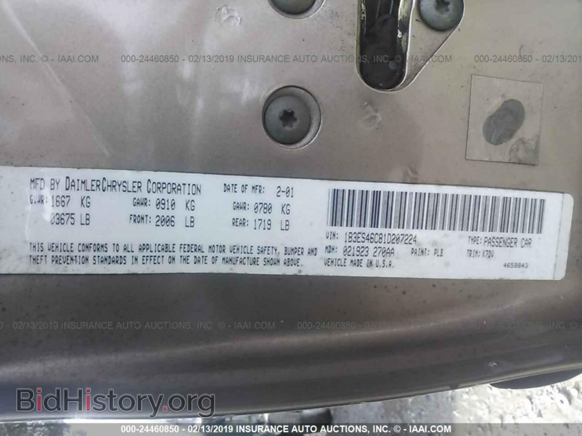 2001 DODGE NEON - VIN: 1B3ES46C81D207224 - Фото 9