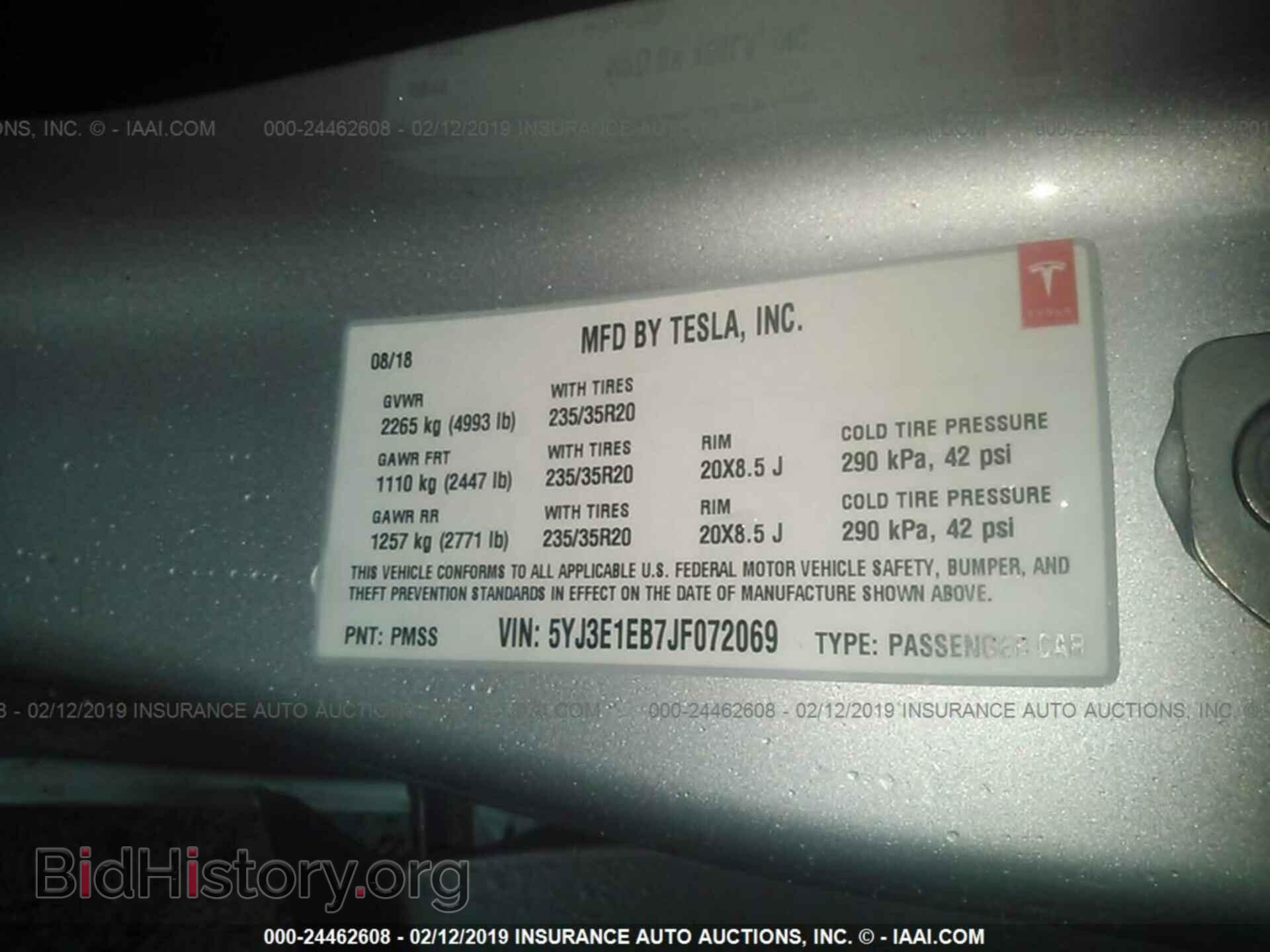 2018 TESLA MODEL 3 - VIN: 5YJ3E1EB7JF072069 - Photo 9