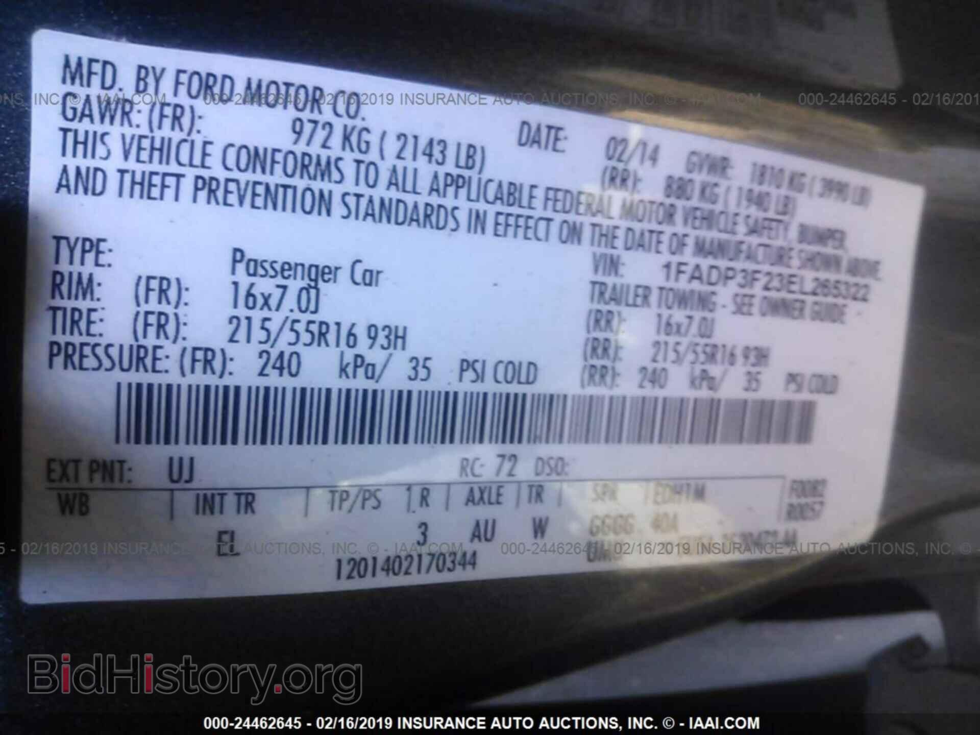 2014 FORD FOCUS - VIN: 1FADP3F23EL265322 - Фото 9