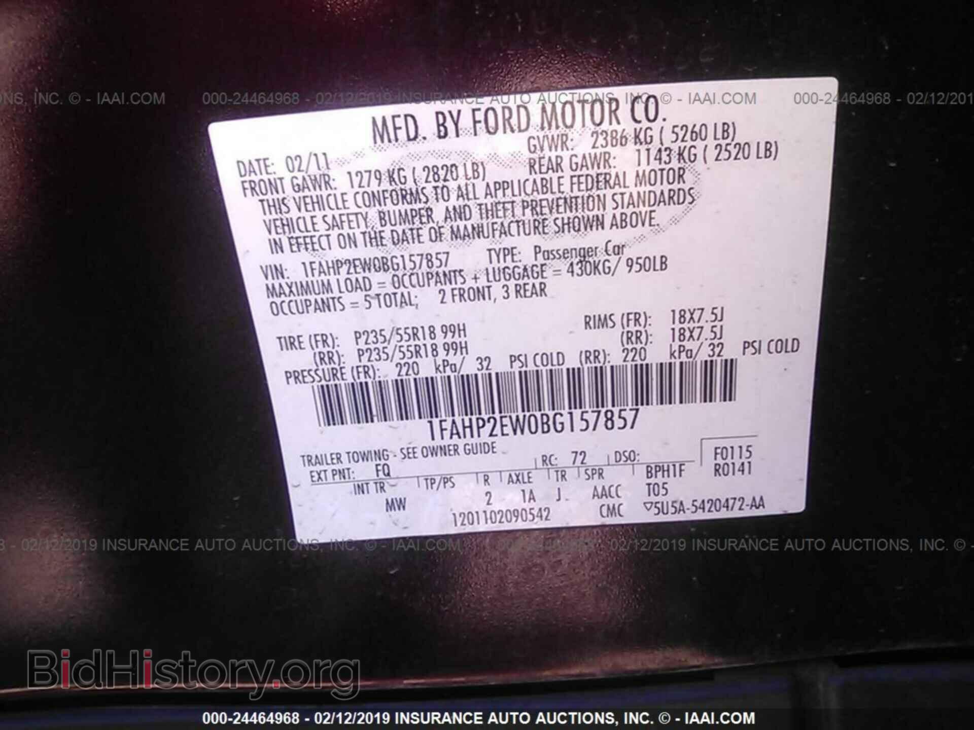 2011 FORD TAURUS - VIN: 1FAHP2EW0BG157857 - Photo 9