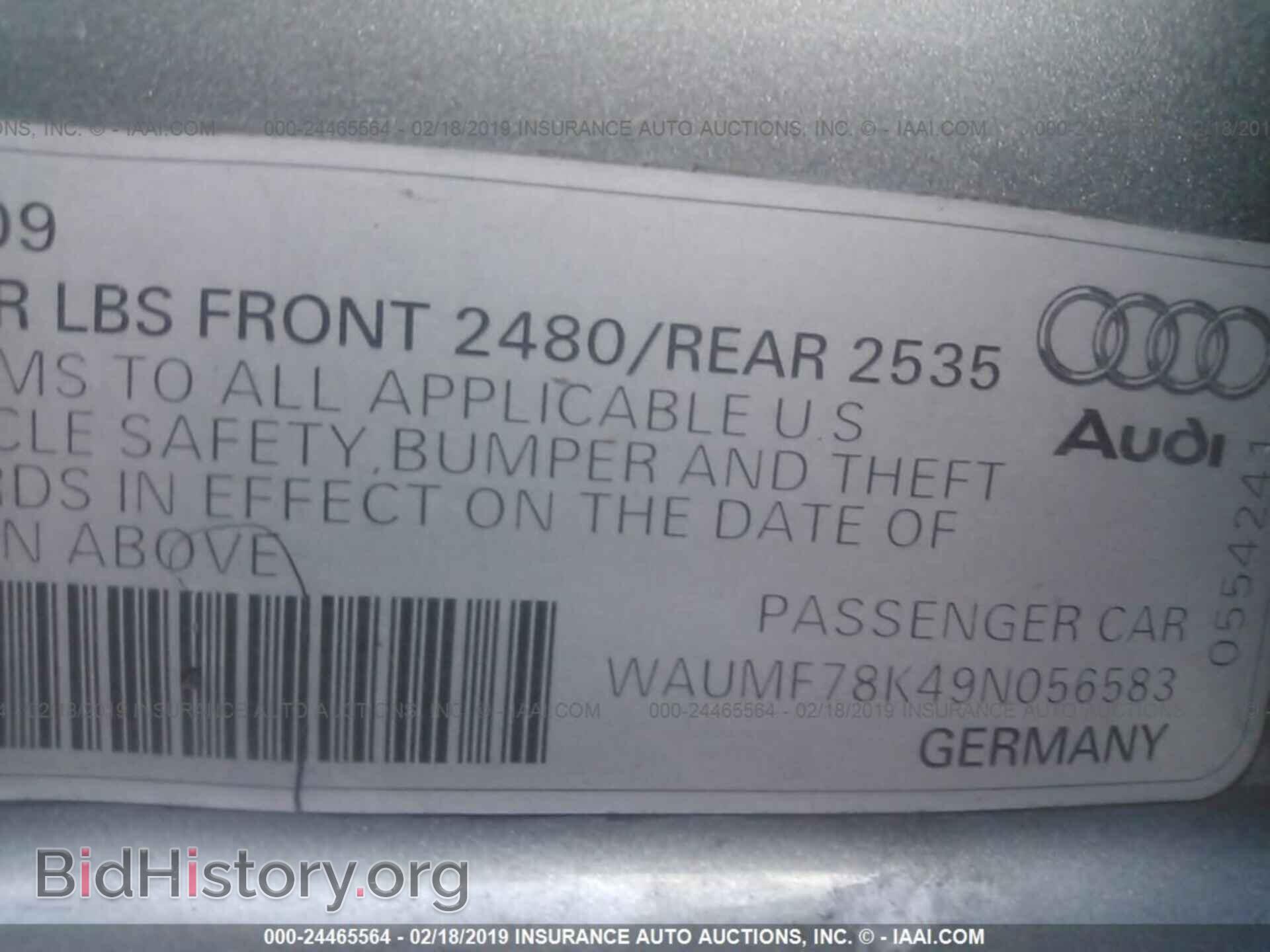 2009 AUDI A4 - VIN: WAUMF78K49N056583 - Фото 9