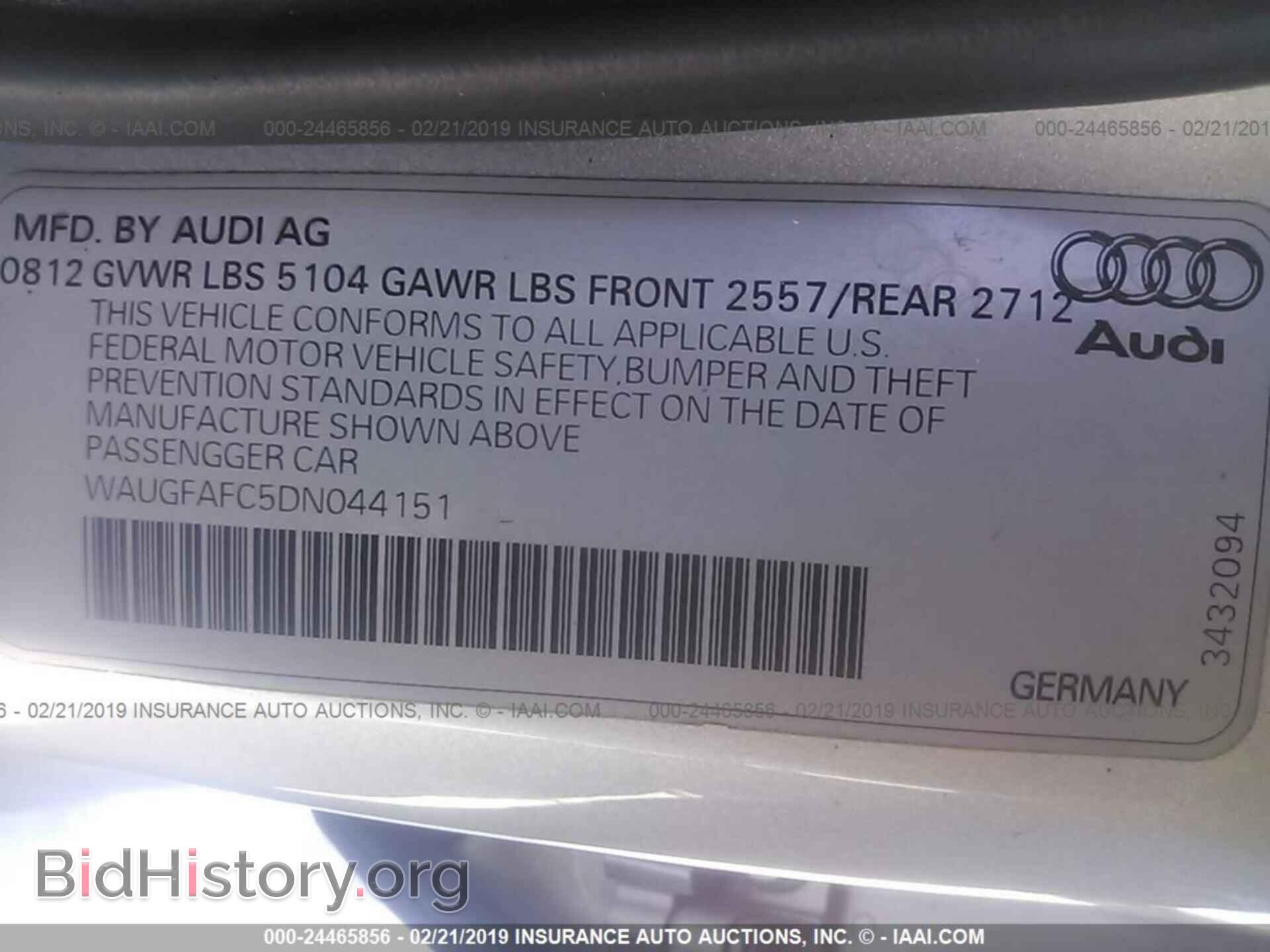 2013 AUDI A6 - VIN: WAUGFAFC5DN044151 - Фото 9