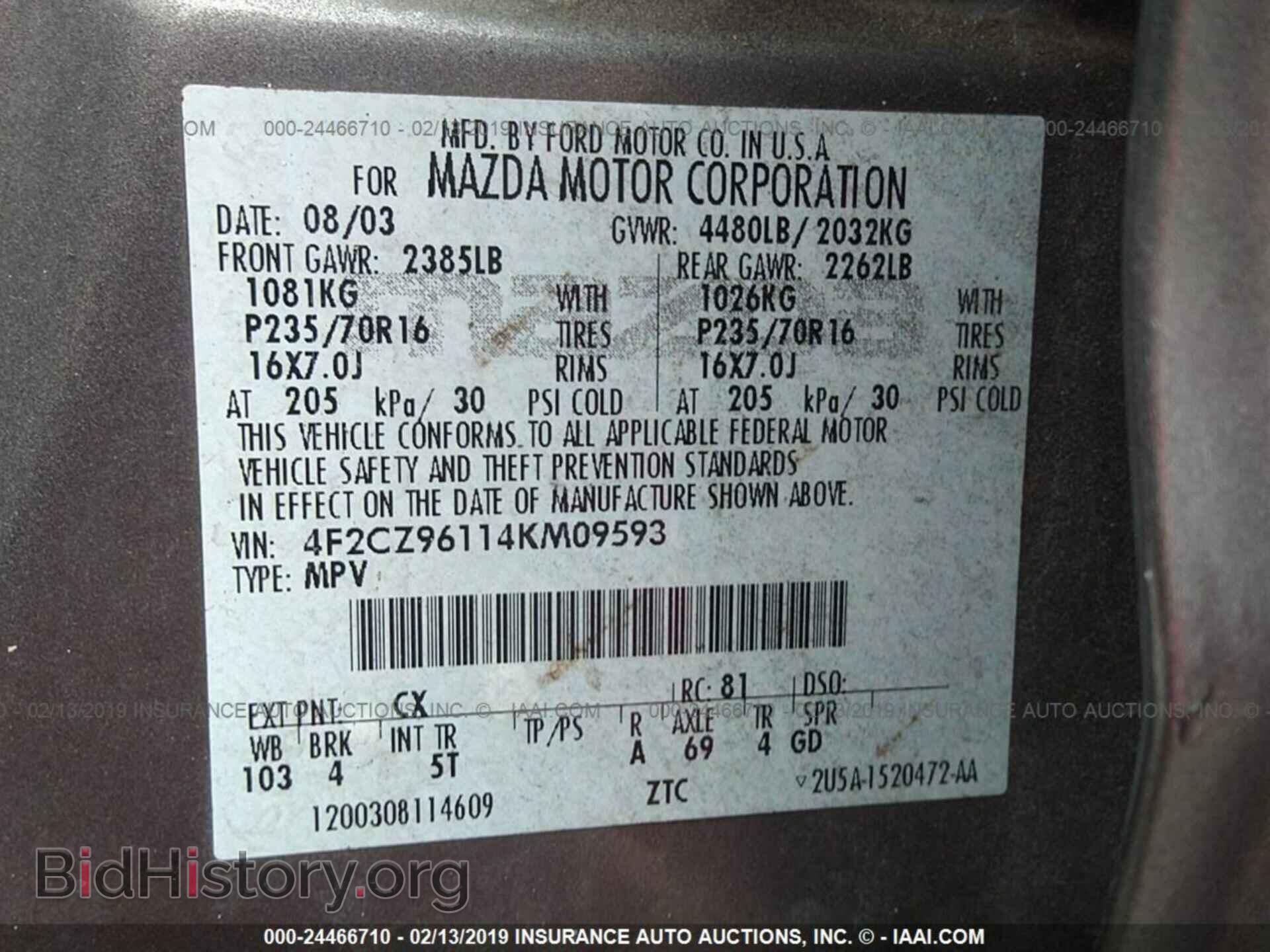 2004 MAZDA TRIBUTE - VIN: 4F2CZ96114KM09593 - Photo 9