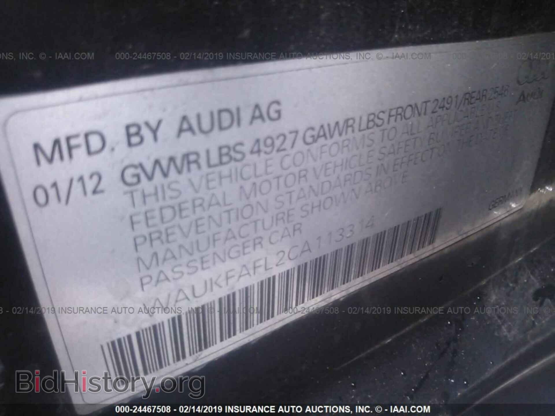 2012 AUDI A4 - VIN: WAUKFAFL2CA113314 - Фото 9