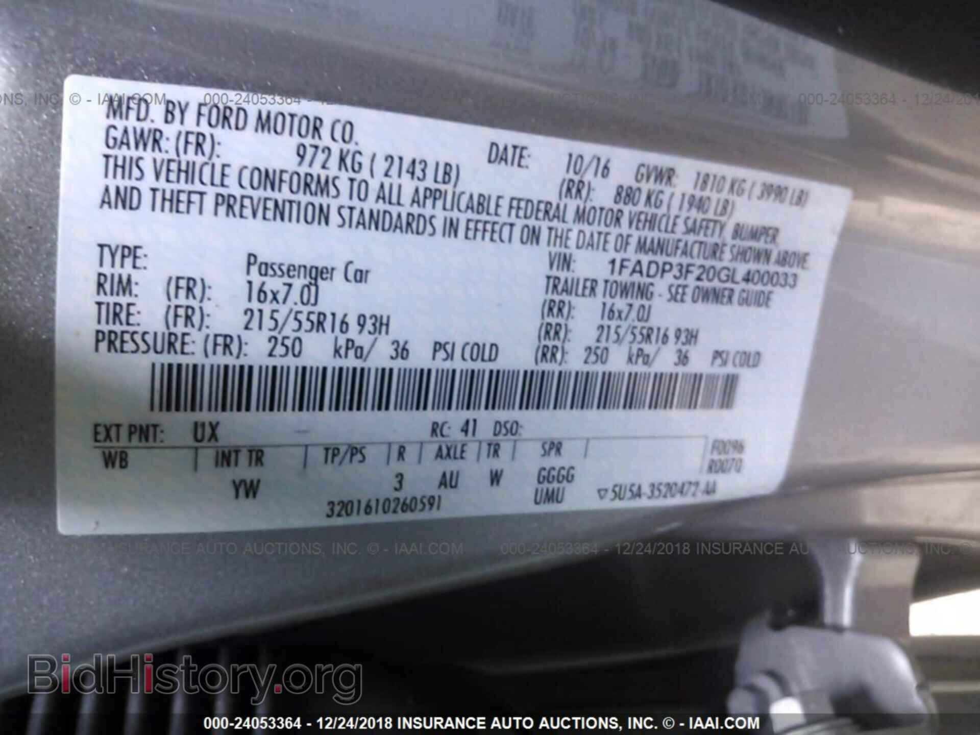 2016 FORD FOCUS - VIN: 1FADP3F20GL400033 - Фото 9