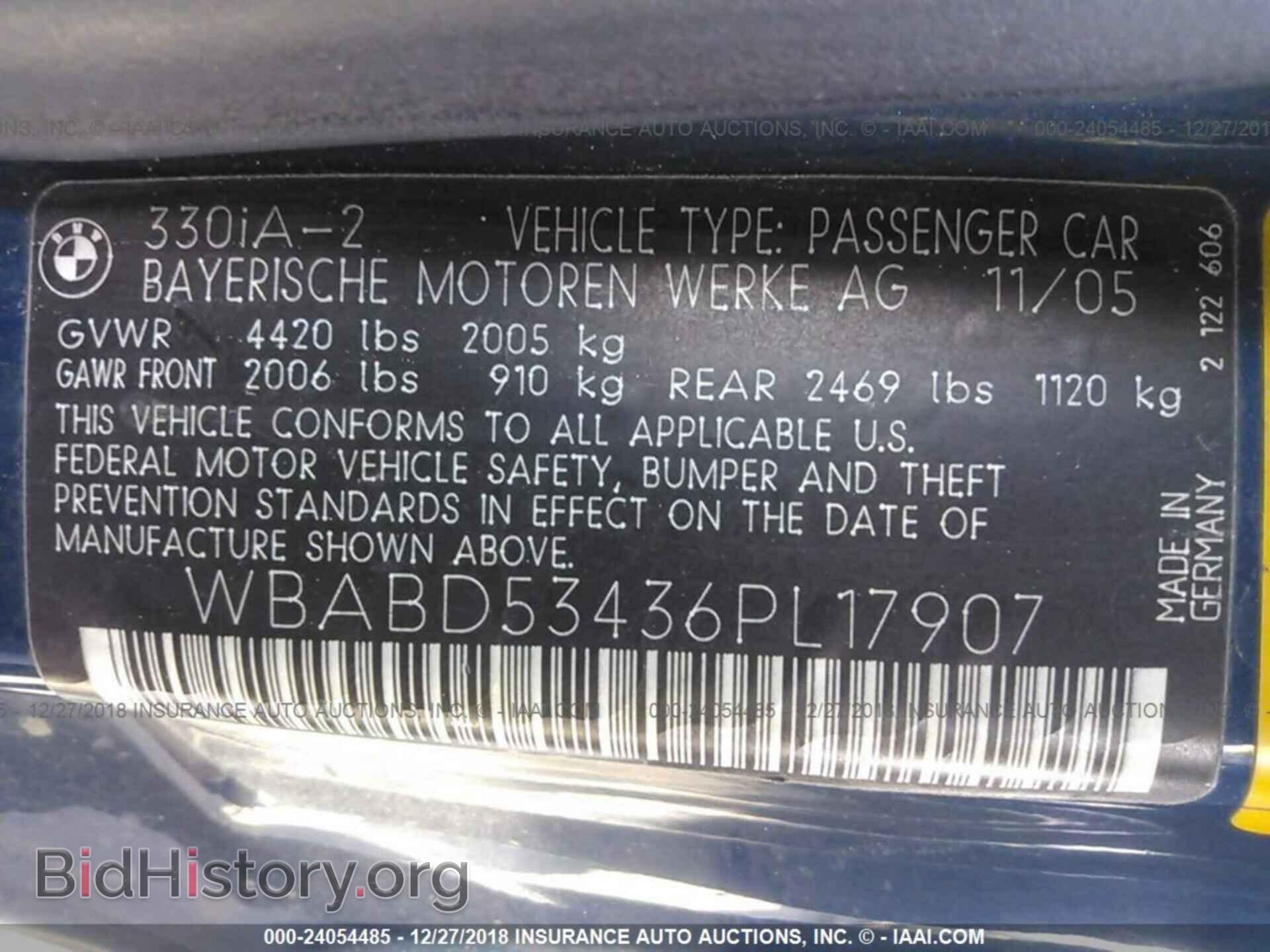 2006 BMW 330 - VIN: WBABD53436PL17907 - Фото 9