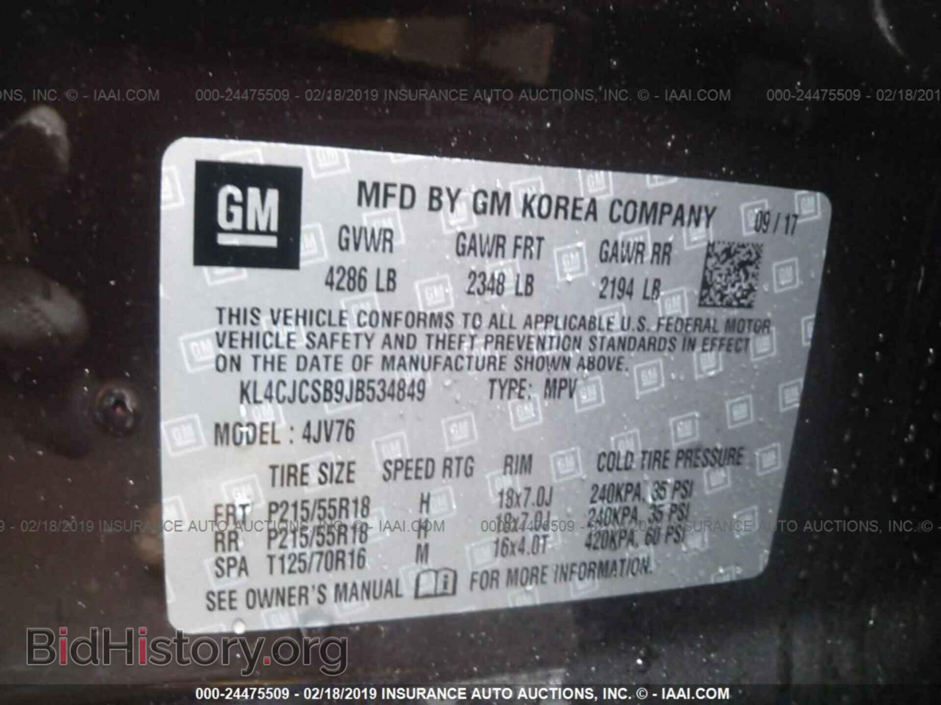 2018 BUICK ENCORE - VIN: KL4CJCSB9JB534849 - Photo 9
