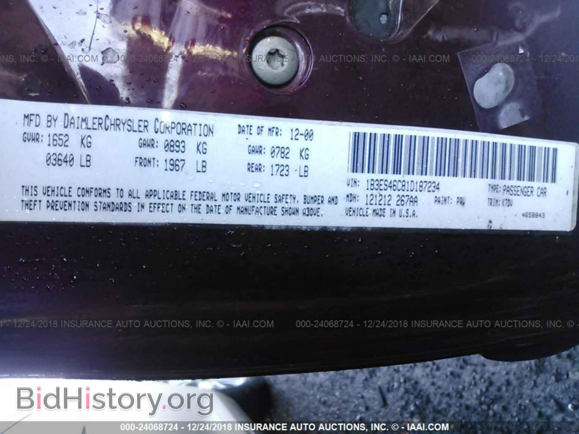 2001 DODGE NEON - VIN: 1B3ES46C81D187234 - Фото 9