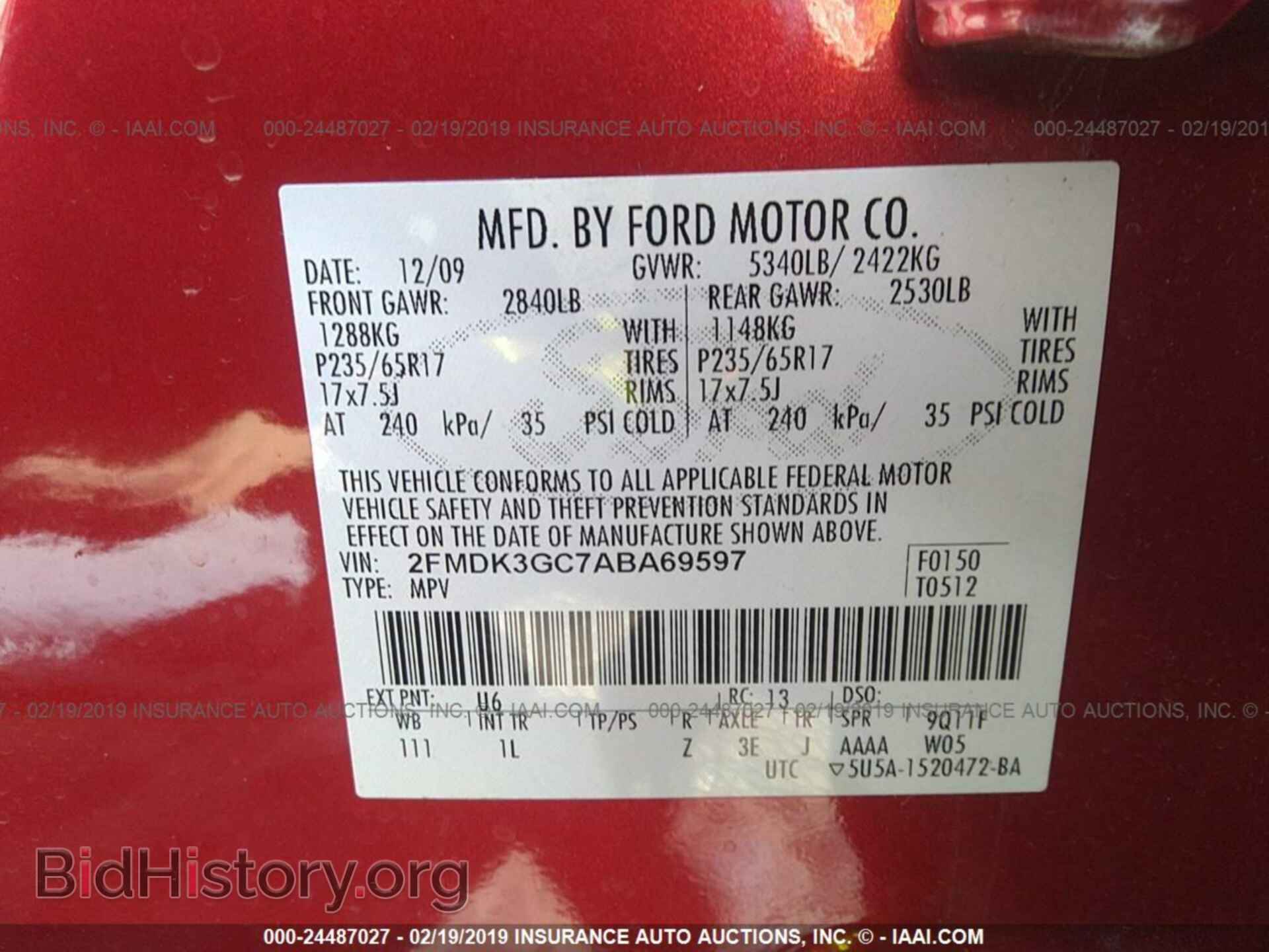 2010 FORD EDGE - VIN: 2FMDK3GC7ABA69597 - Photo 9
