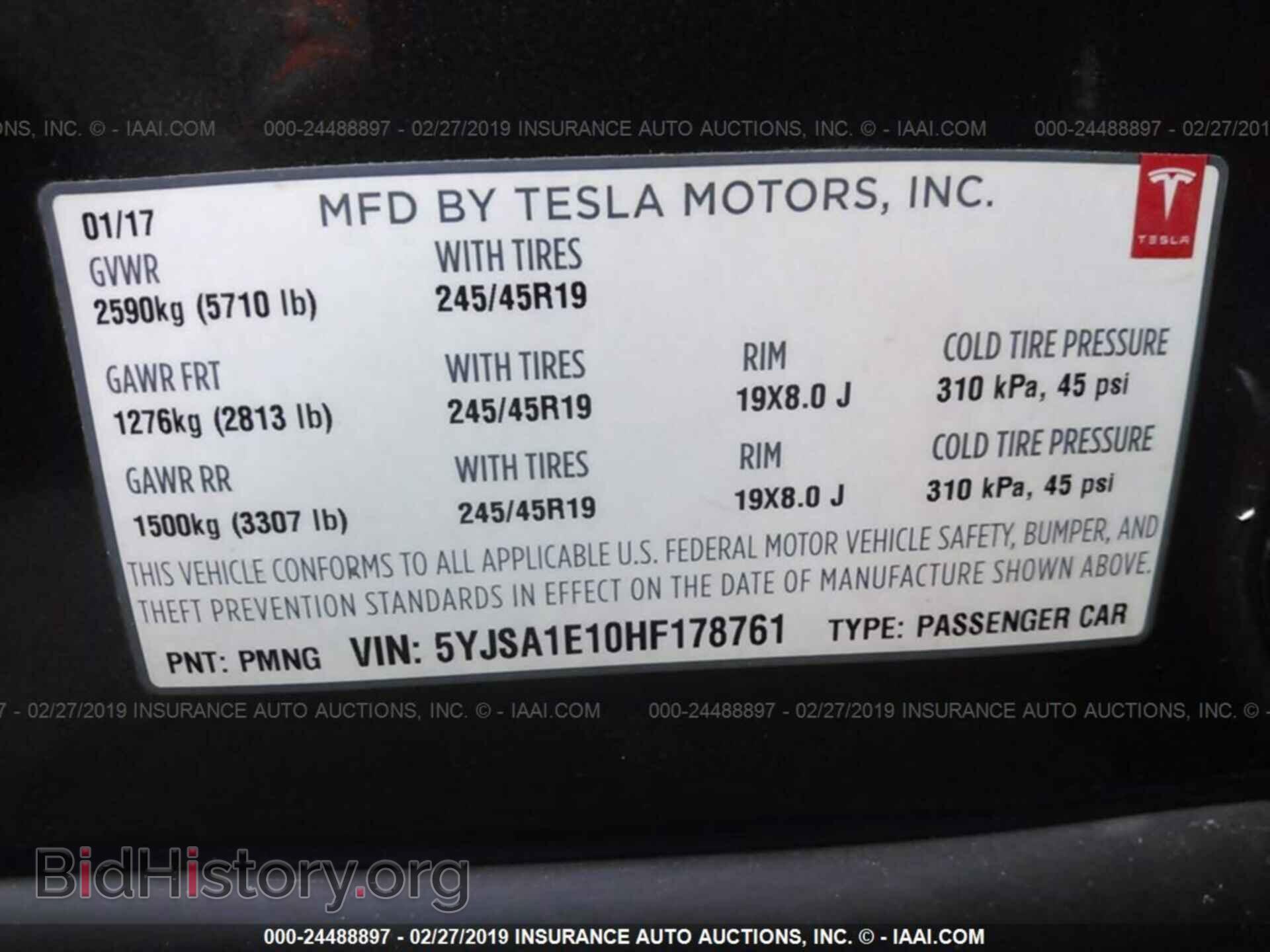 2017 TESLA MODEL S - VIN: 5YJSA1E10HF178761 - Photo 9
