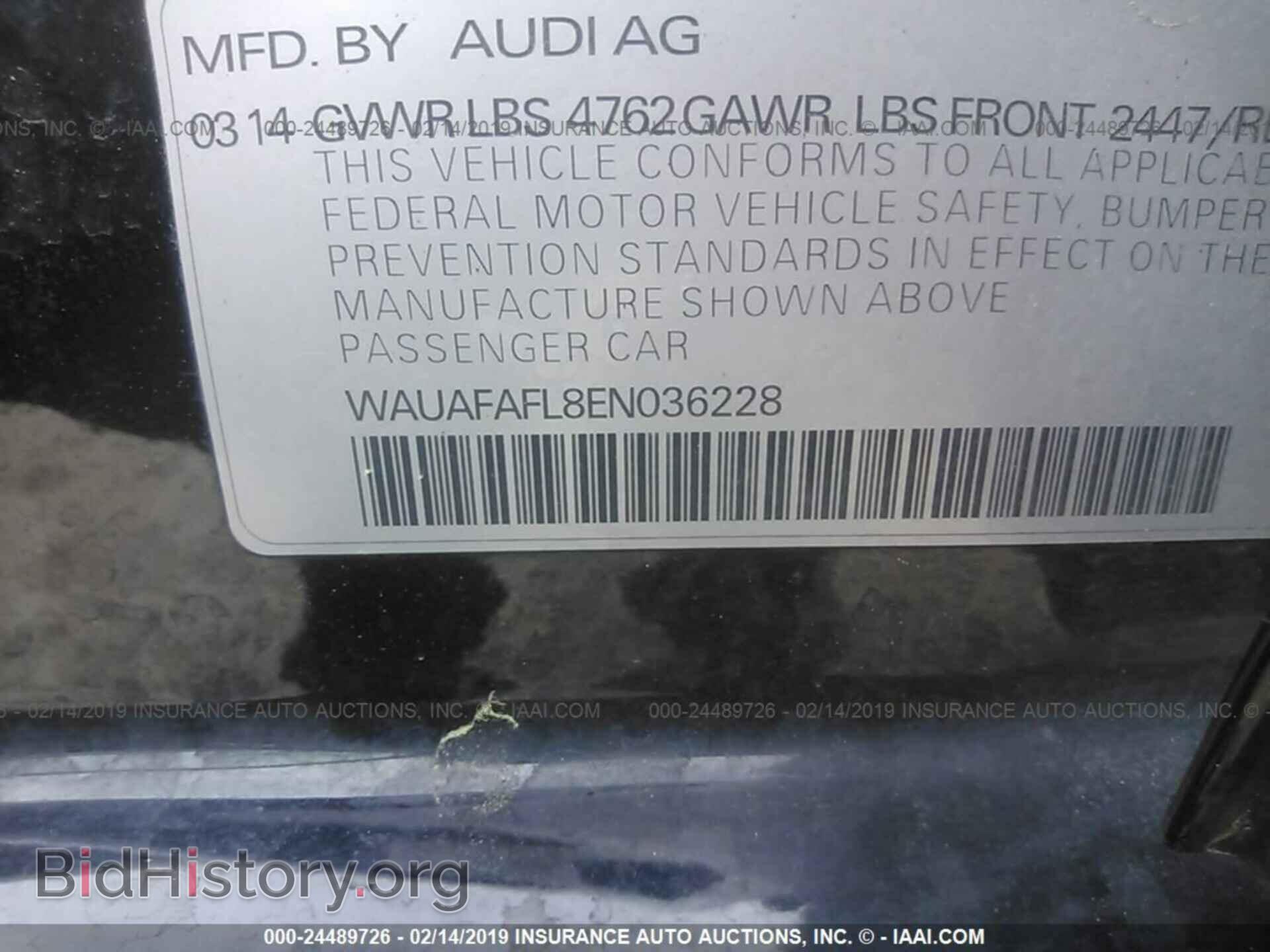 2014 AUDI A4 - VIN: WAUAFAFL8EN036228 - Photo 9