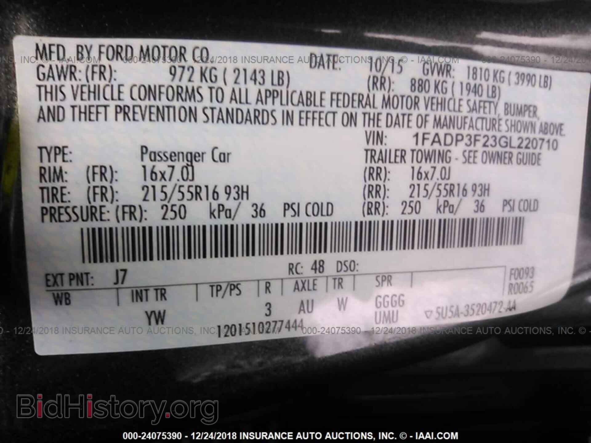 2016 FORD FOCUS - VIN: 1FADP3F23GL220710 - Фото 9
