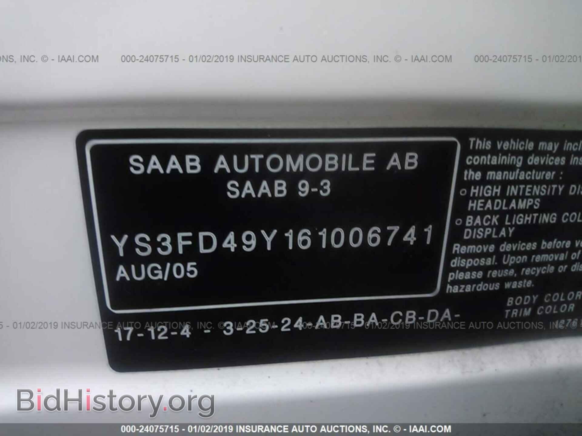 2006 SAAB 9-3 - VIN: YS3FD49Y161006741 - Фото 9