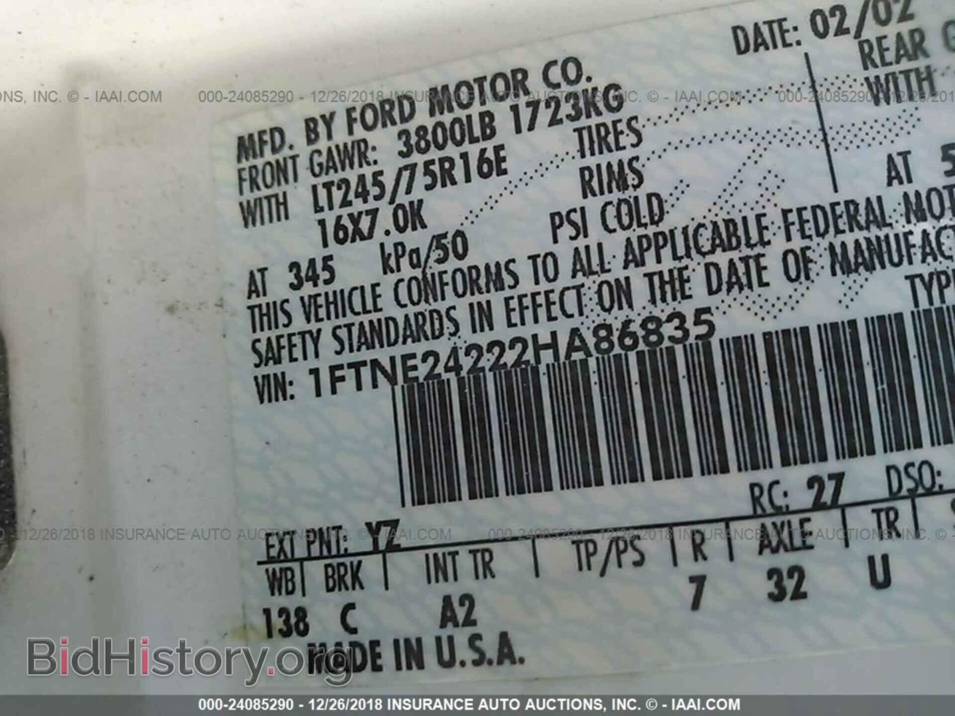 2002 FORD ECONOLINE - VIN: 1FTNE24222HA86835 - Фото 9