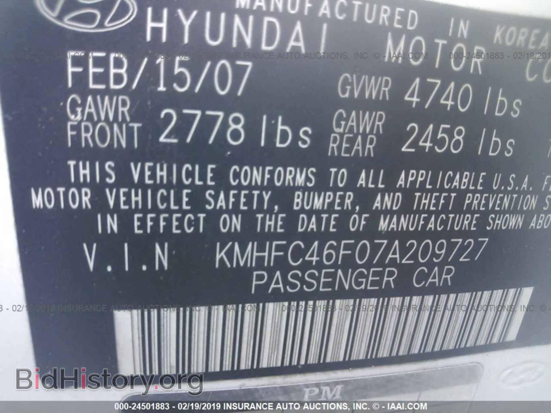 2007 HYUNDAI AZERA - VIN: KMHFC46F07A209727 - Фото 9
