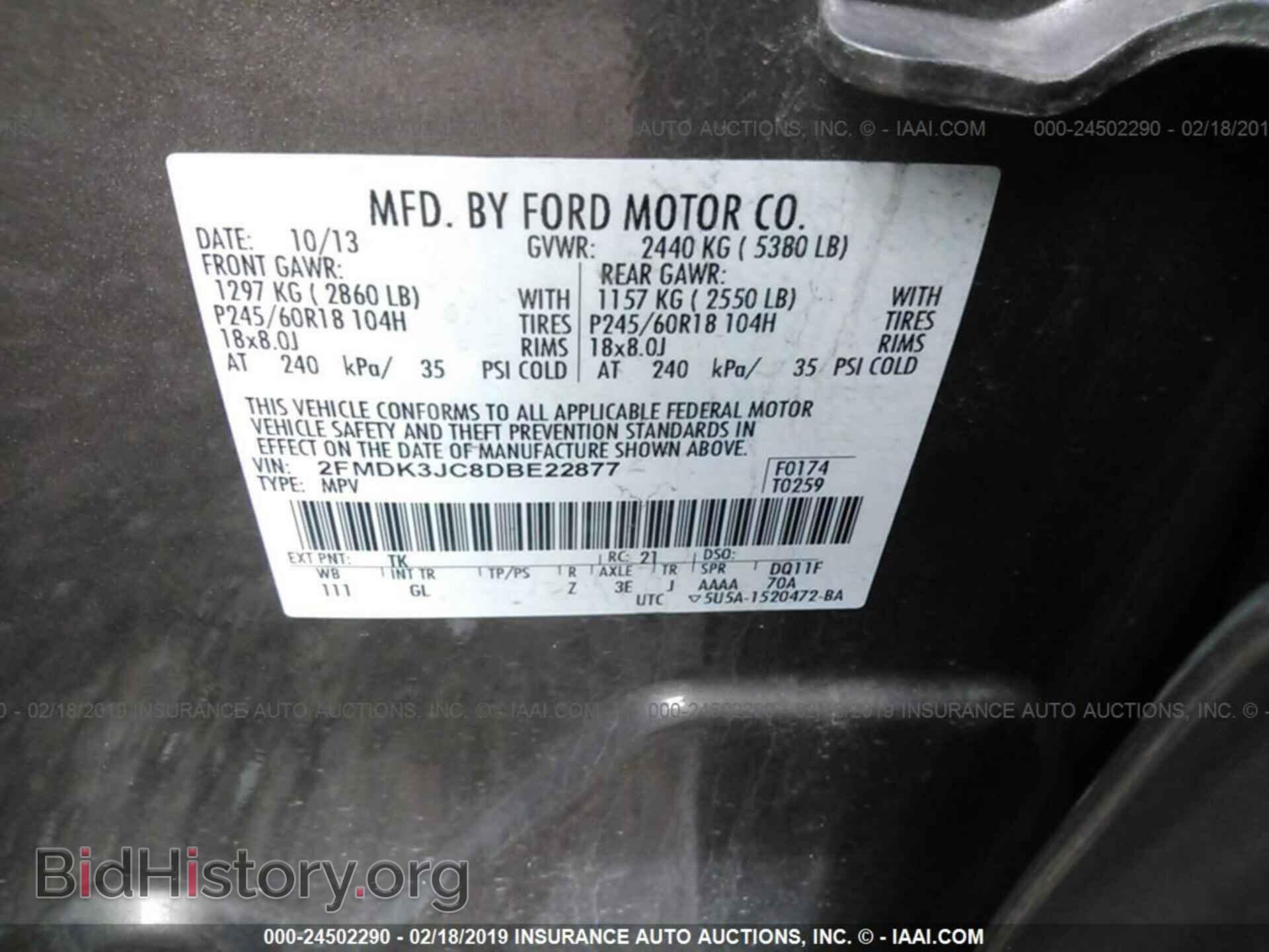 2013 FORD EDGE - VIN: 2FMDK3JC8DBE22877 - Photo 9