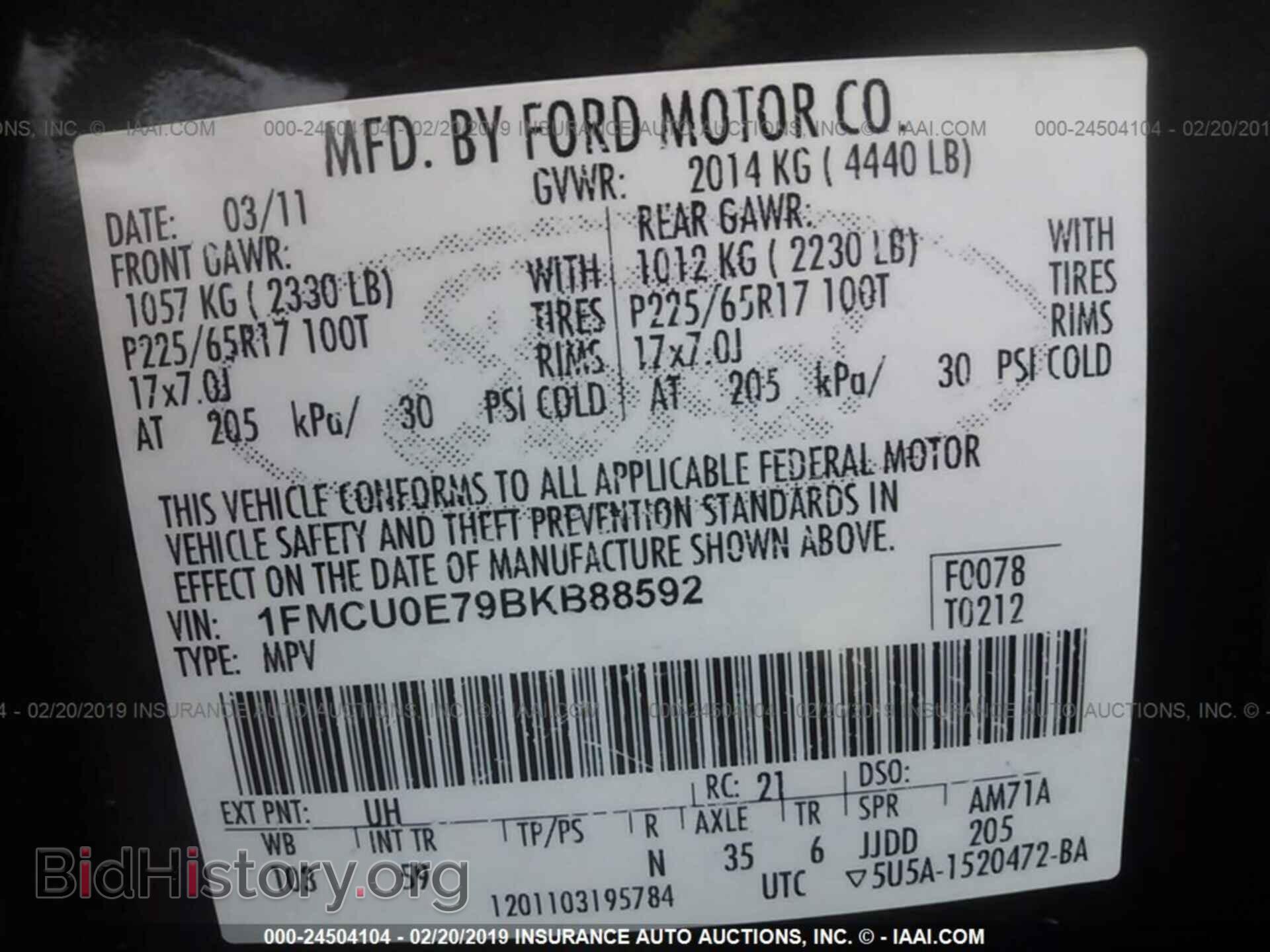 2011 FORD ESCAPE - VIN: 1FMCU0E79BKB88592 - Photo 9