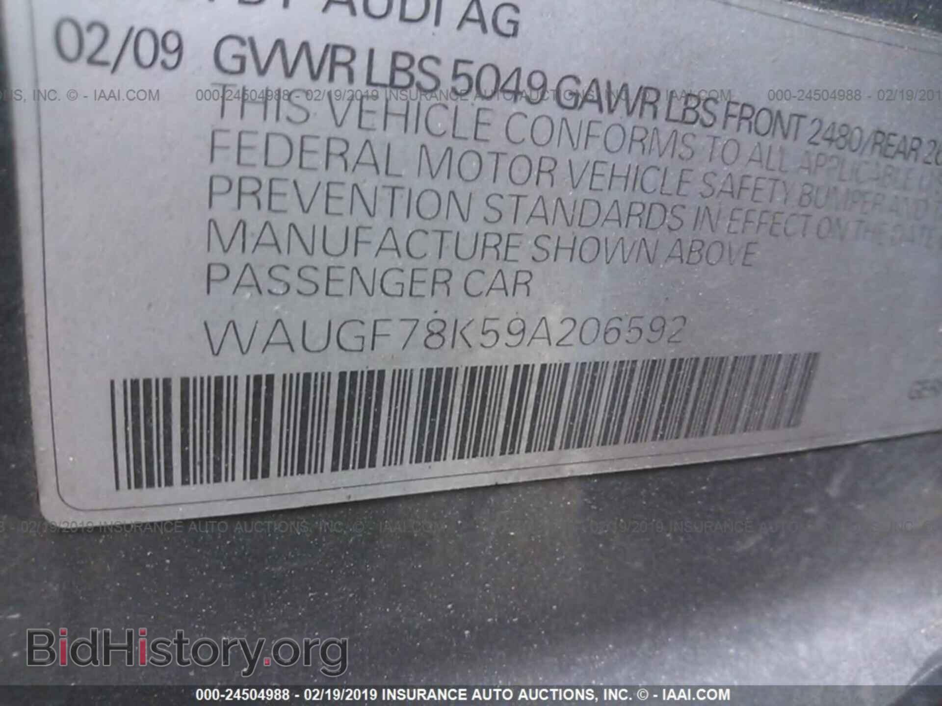 2009 AUDI A4 - VIN: WAUGF78K59A206592 - Photo 9