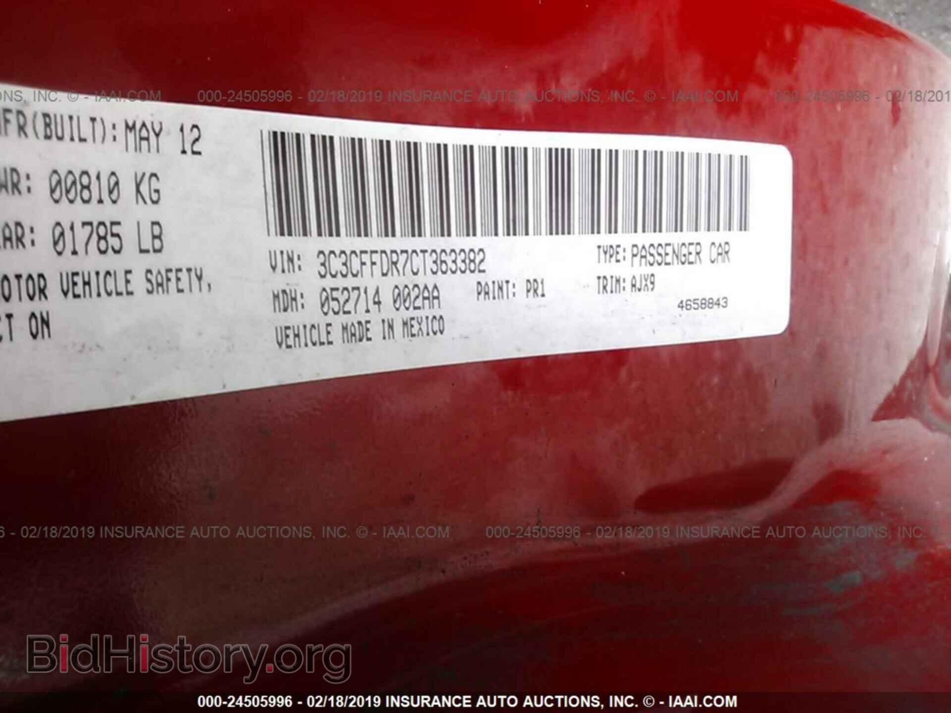 2012 FIAT 500 - VIN: 3C3CFFDR7CT363382 - Фото 9