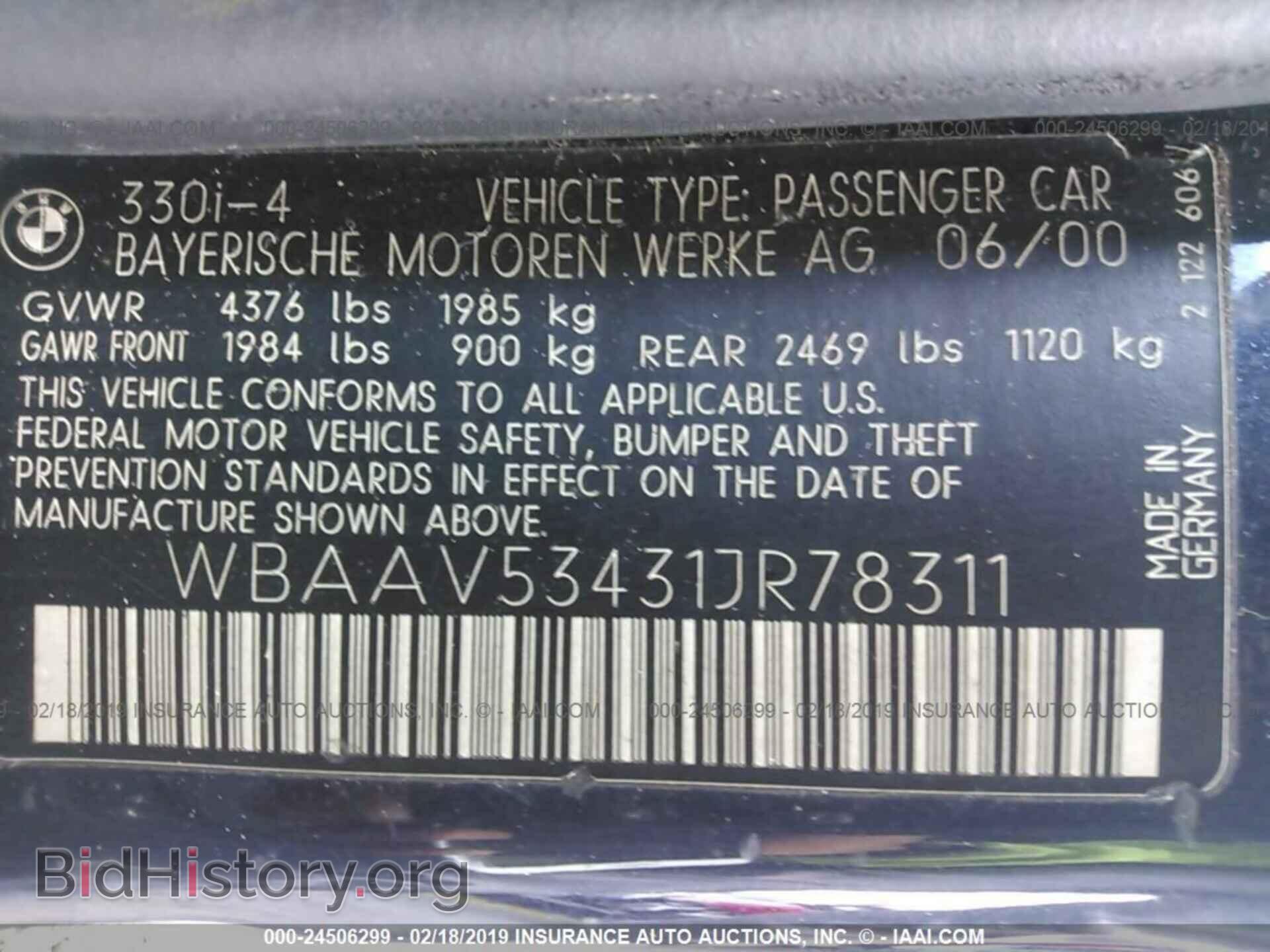 2001 BMW 330 - VIN: WBAAV53431JR78311 - Фото 9